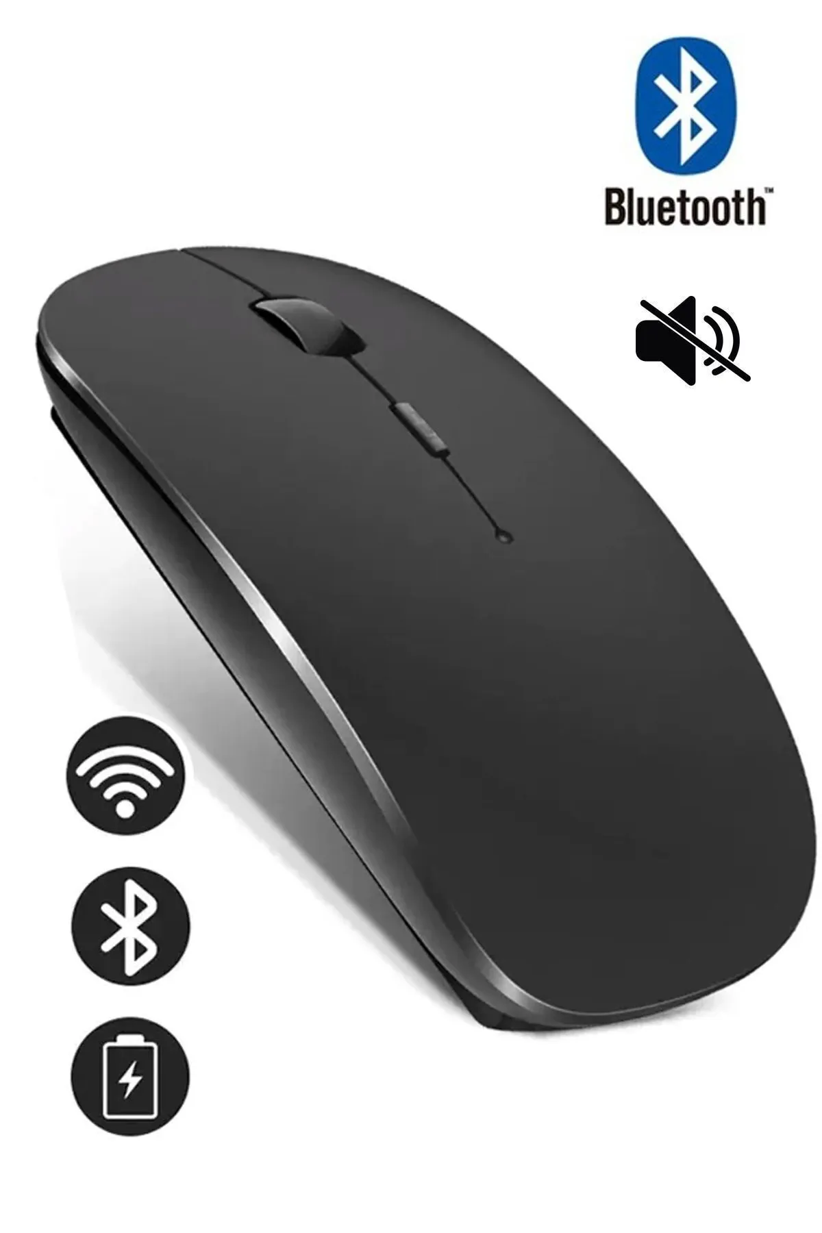 Alfalink Bluetooth Şarjlı 2.4ghz Sessiz Kablosuz Mouse Siyah