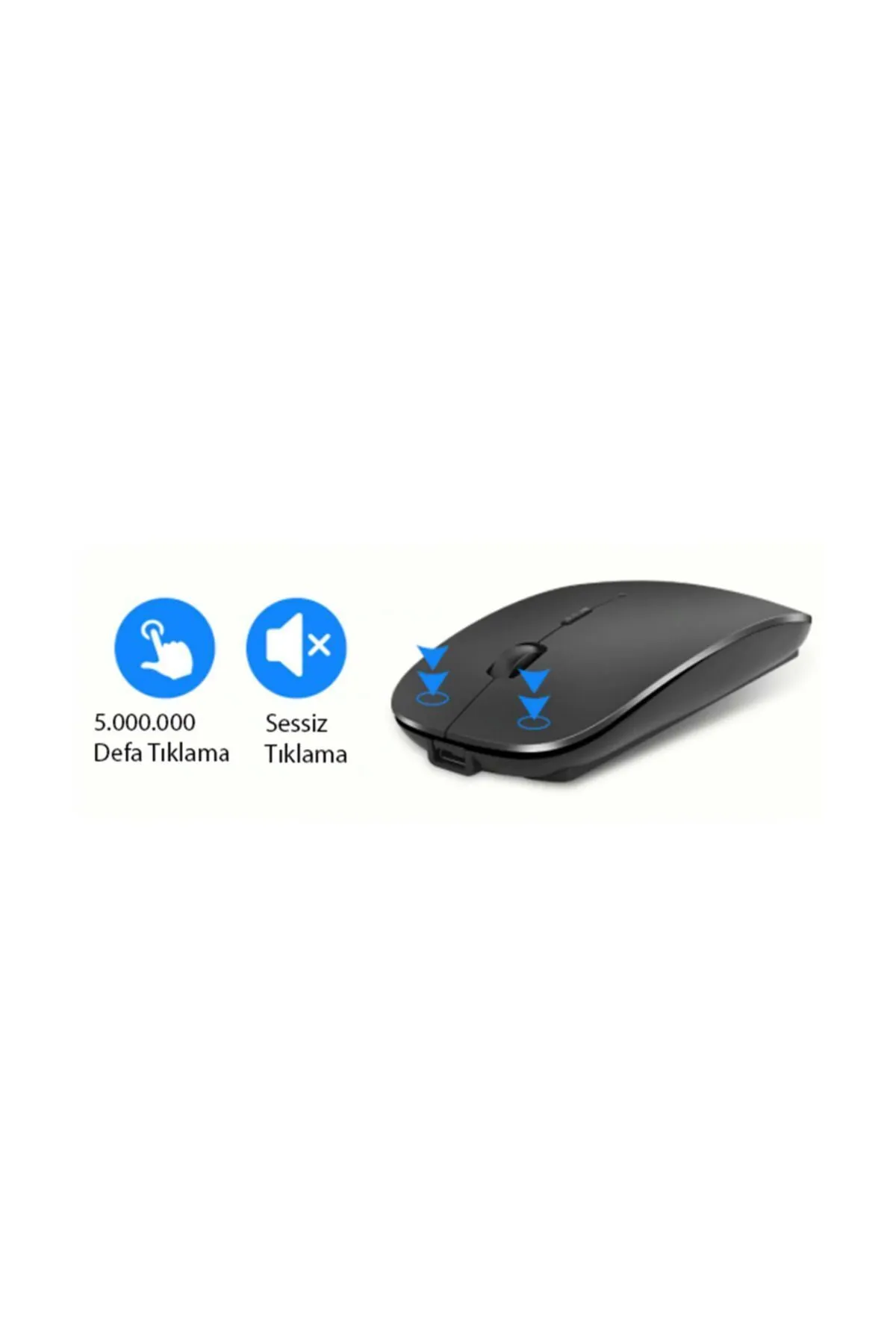 Alfalink Bluetooth Şarjlı 2.4ghz Sessiz Kablosuz Mouse Siyah