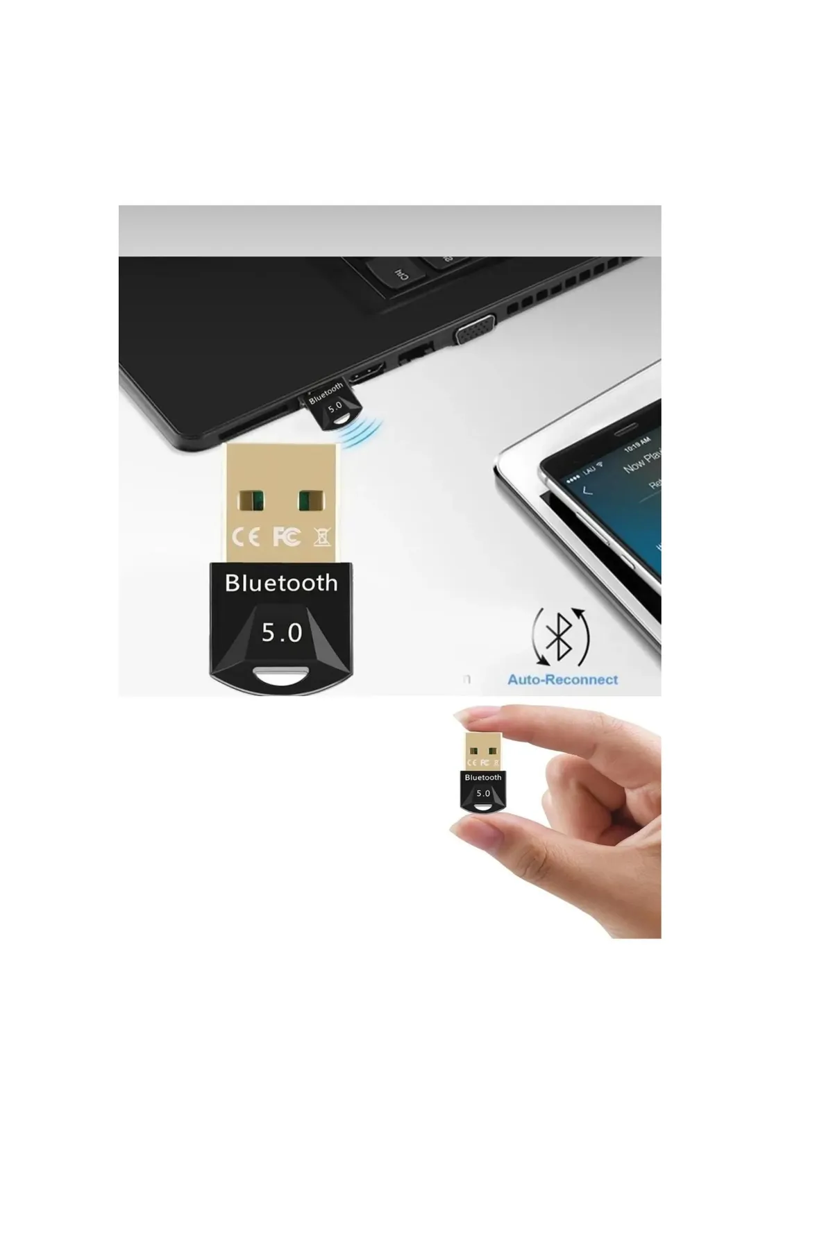 CRK TECH Bluetooth Dongle 5.0 Versiyon Pc Dongle 5.0 Bluetooth Aparatı Dönüştürücü