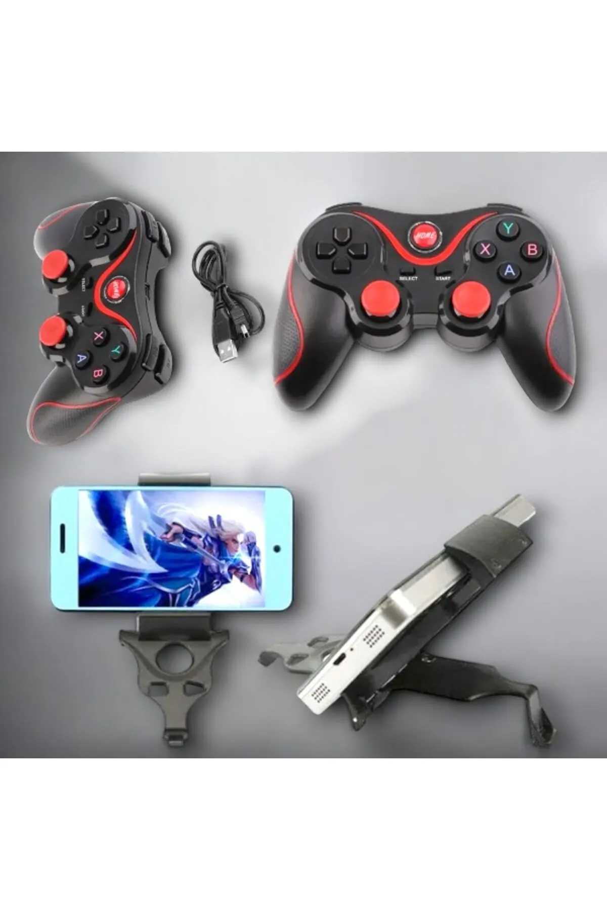 UCUZTEKNO Bluetooth Kablosuz Gamepad - Telefon Tutucu ve Uzun Pil Ömrü