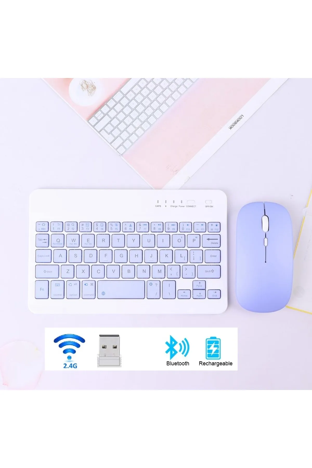 JUNGLEE BLUETOOTH + USB WİRELESS KLAVYE MOUSE SETİ SESSİZ ŞARJLI BT+USB MOUSE & KEYBOARD SET