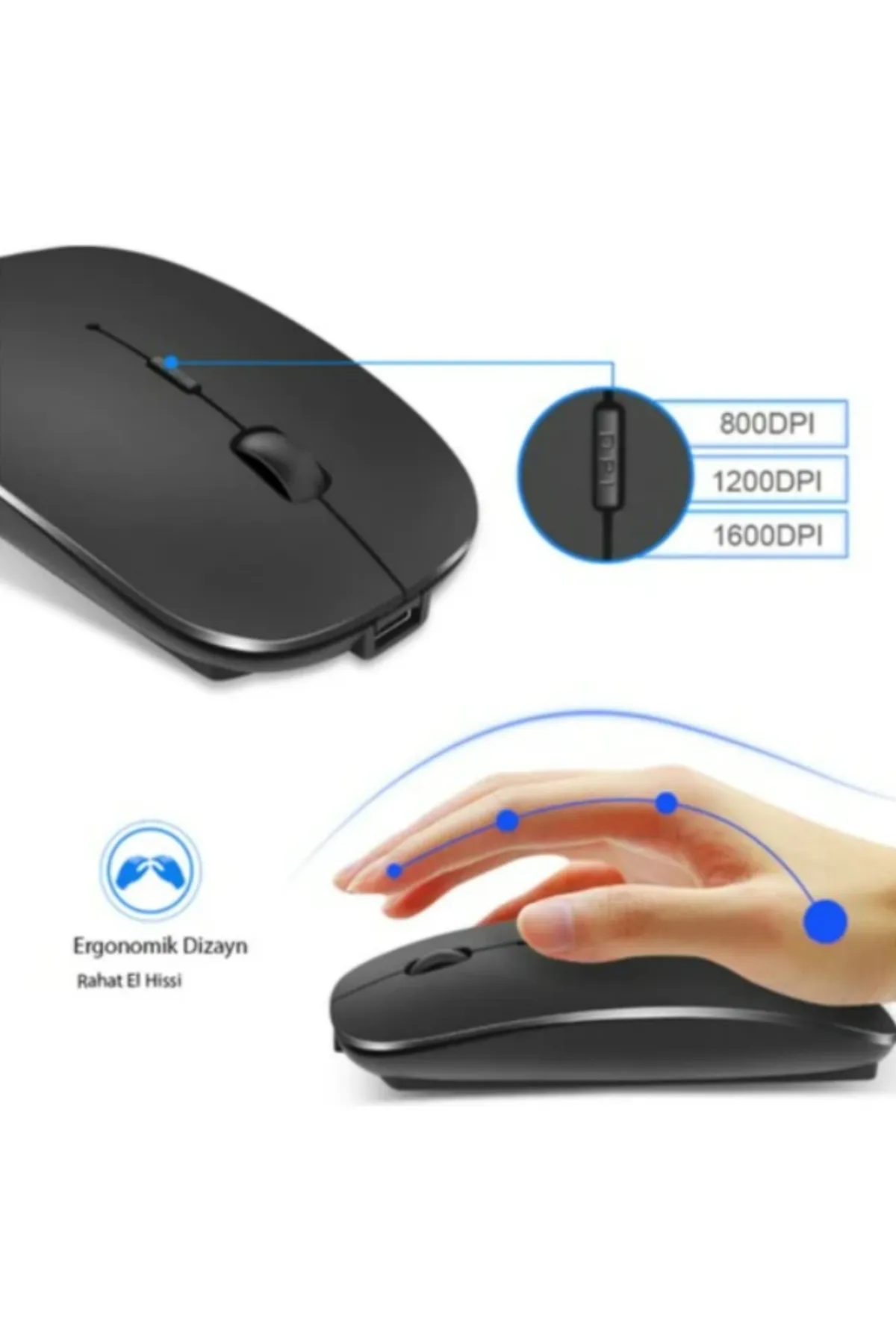 Ozmik Bluetooth & Wireless Şarj Edilebilir Kablosuz Mouse