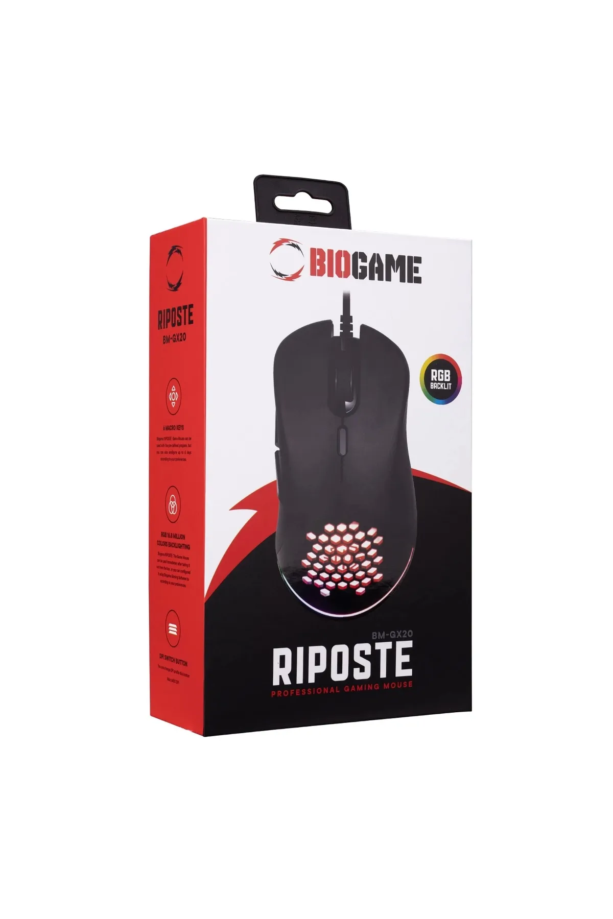 biogame Bm-gx20 Rıposte Rgb Makrolu 6400dpi Örgü Kablolu Gaming Oyuncu Mouse