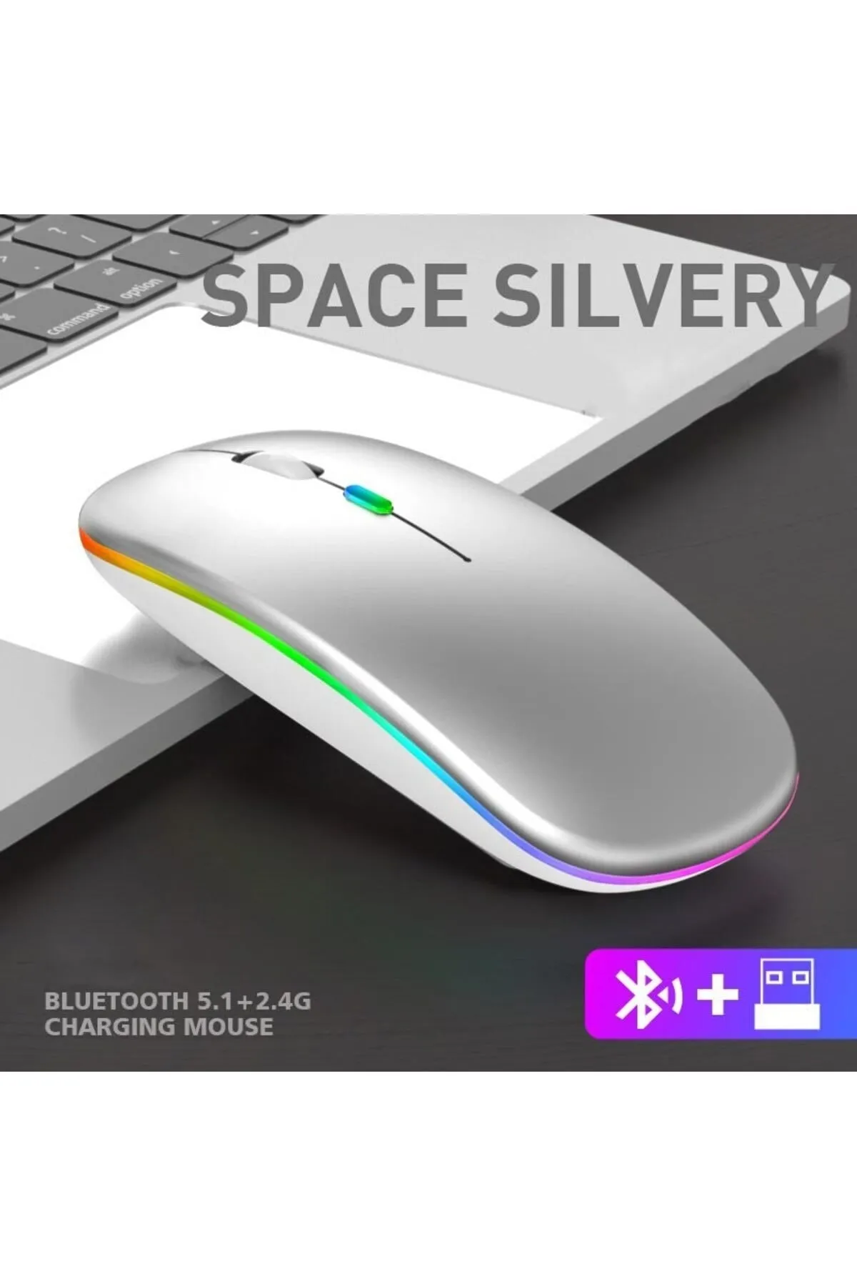 Apera BN28 Kablosuz Wireless Mouse Sessiz Tık RGB Aydınlatmalı Şarj Edilebilir