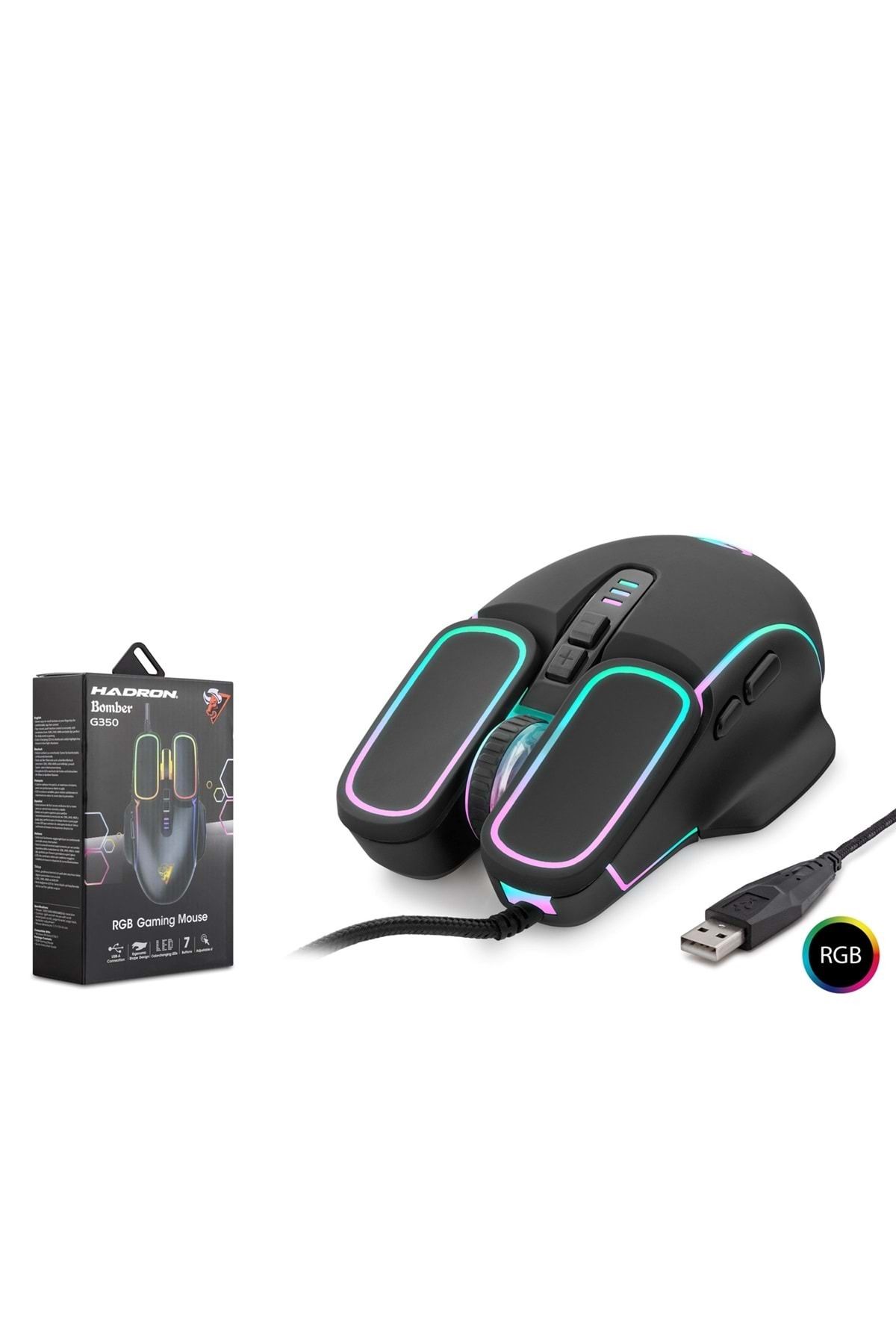 Hadron Bomber G350 Oyuncu Mouse Kablolu 6400 Dpı Rgb 1.5m