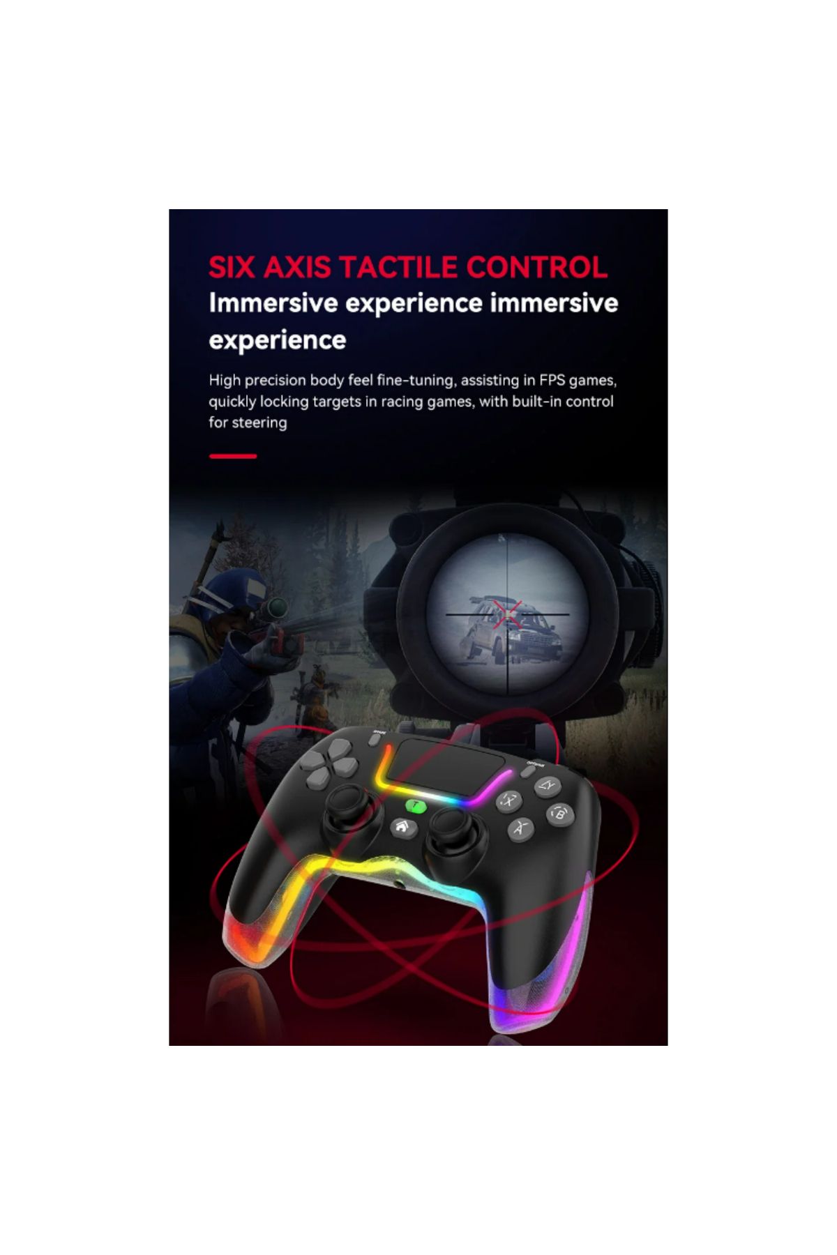 Ozmik BSP- P07 Kablosuz Joystick PS4/Switch/IOS/Android/PC RGB Oyun Konsolu Joystick