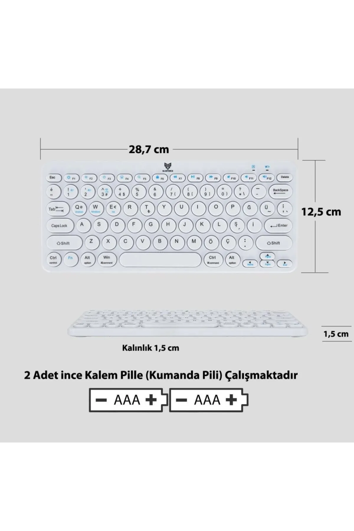 Blueforce Bt-k95 2,4ghz Wireless Bluetooth Kablosuz Sessiz Klavye Gümüş Çift Modlu