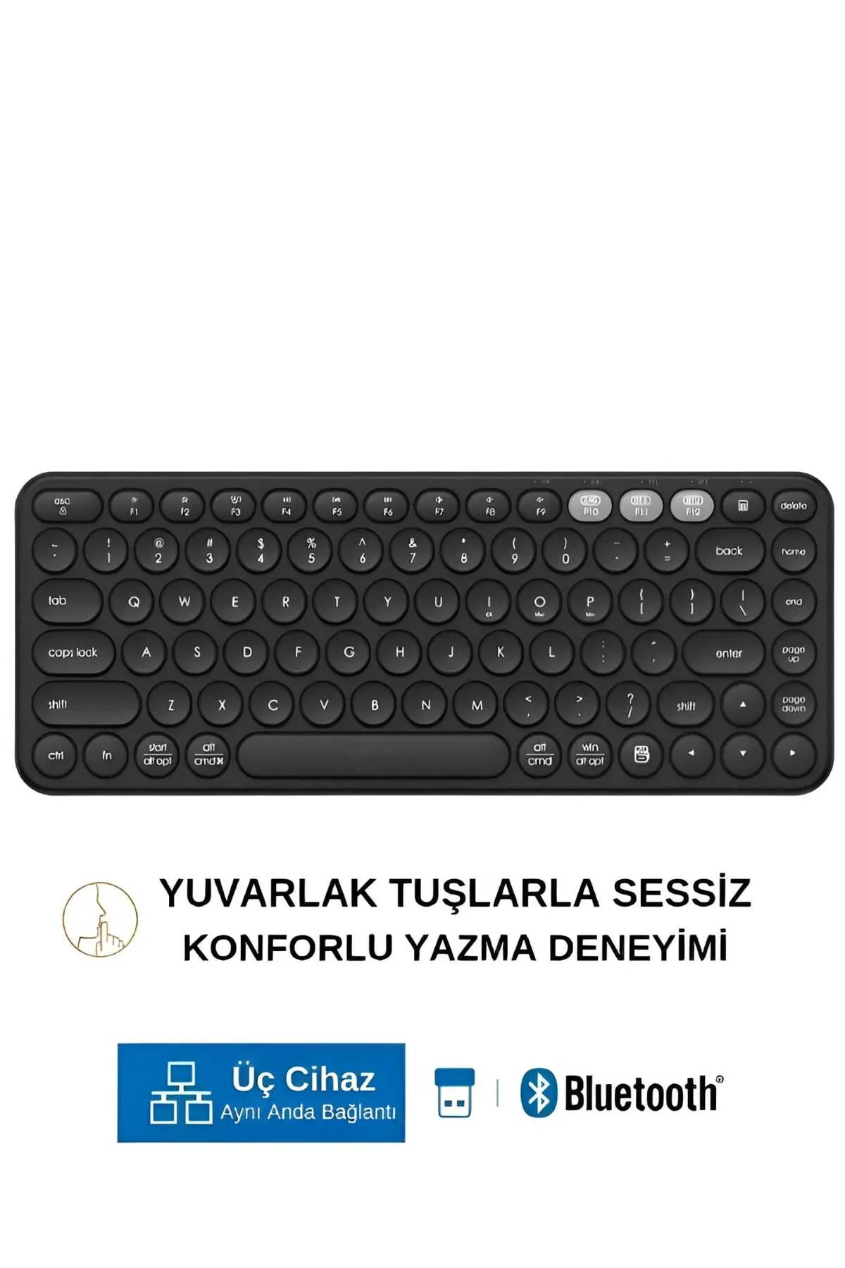 HP BTK1 Çift Modlu Kablosuz 2.4ghz & Bluetooth V5.0 Sessiz Q Klavye Siyah (Ramwhite Türkiye Garantili)