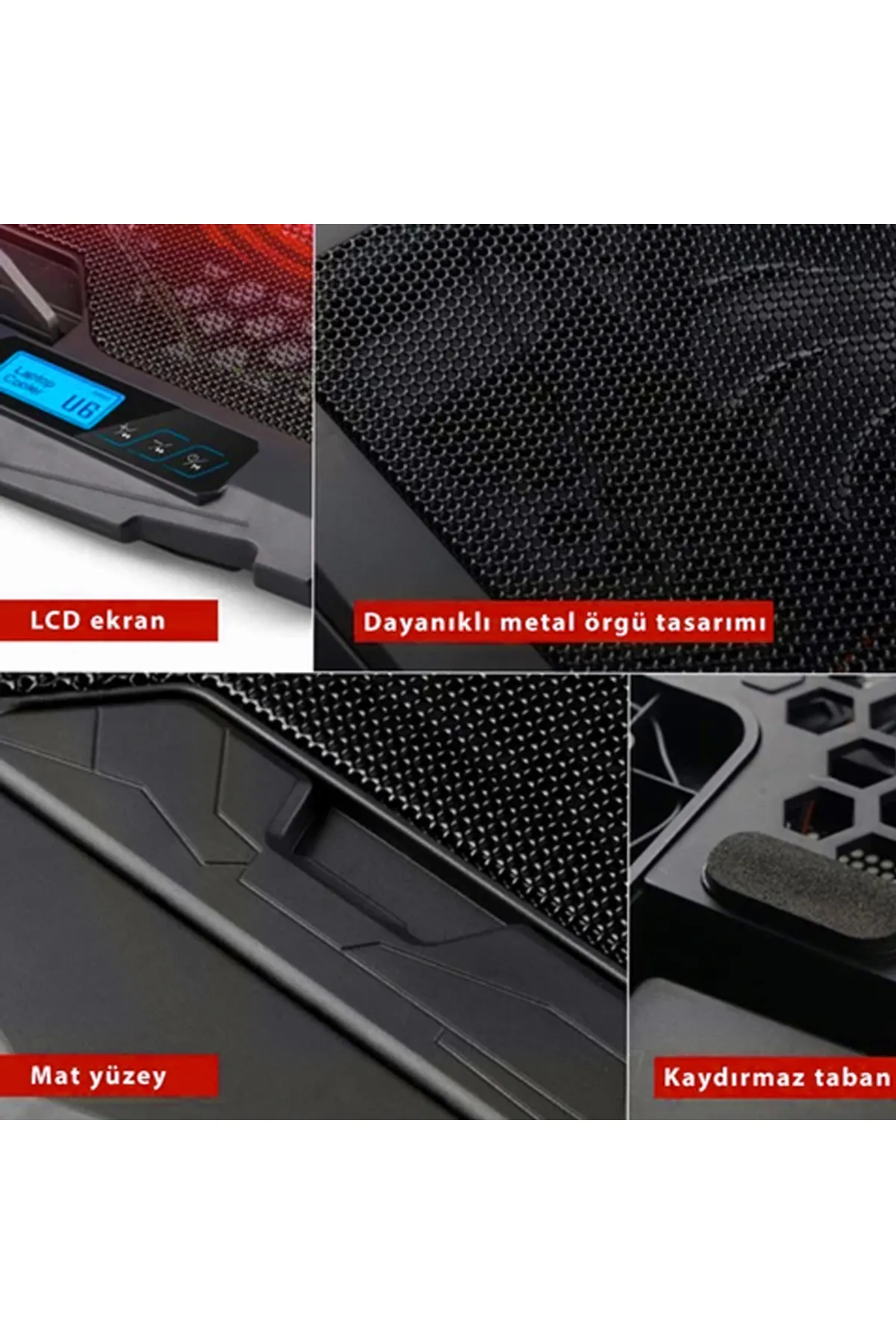 Concord C-884 Hız Ayarlı Dijital Gösterge 4 Fan Kademeli Oyuncu Gaming Laptop Soğutucu Stand Cooler