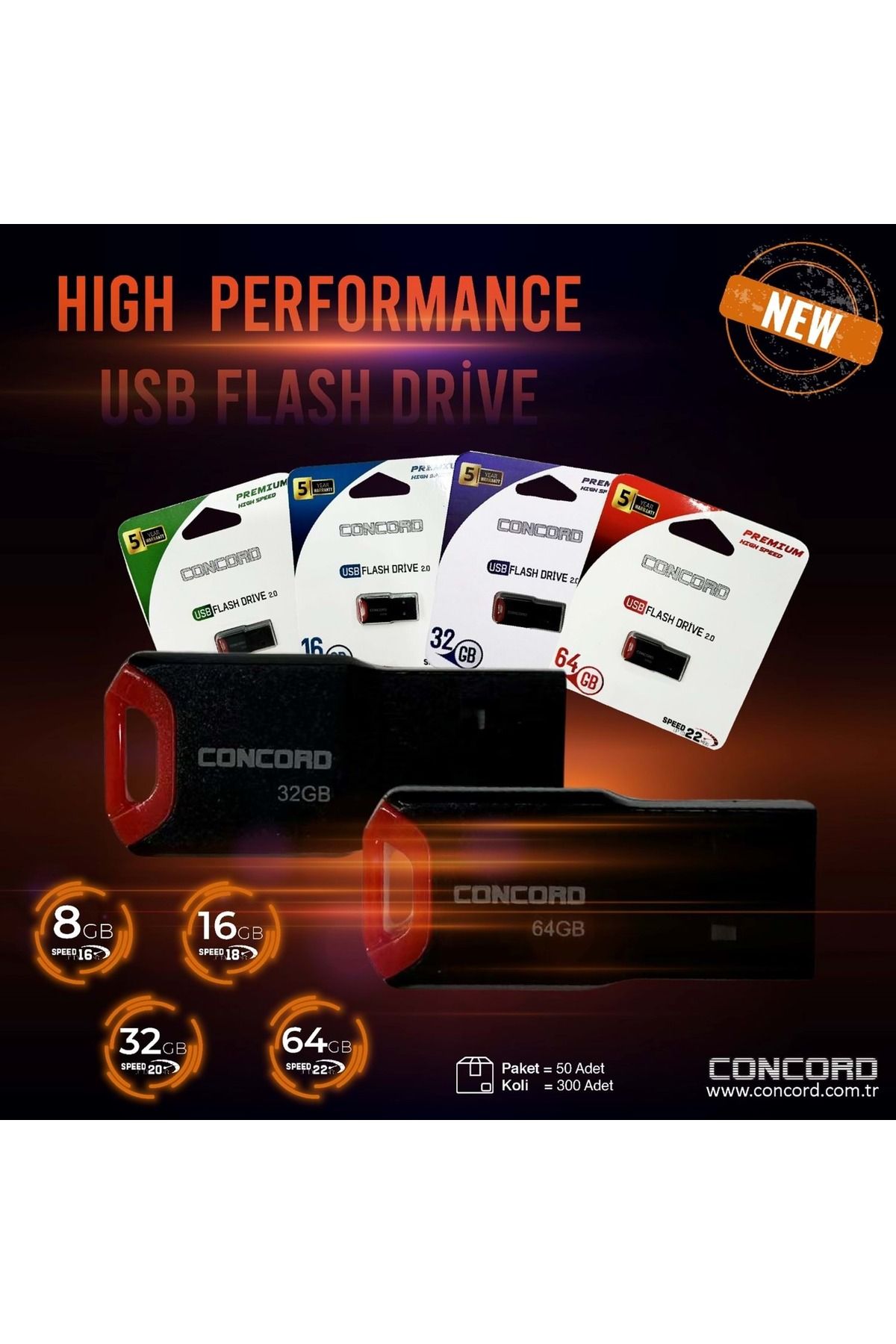 Concord C-UP8 8GB premium high speed usb flash bellek plastik kasa