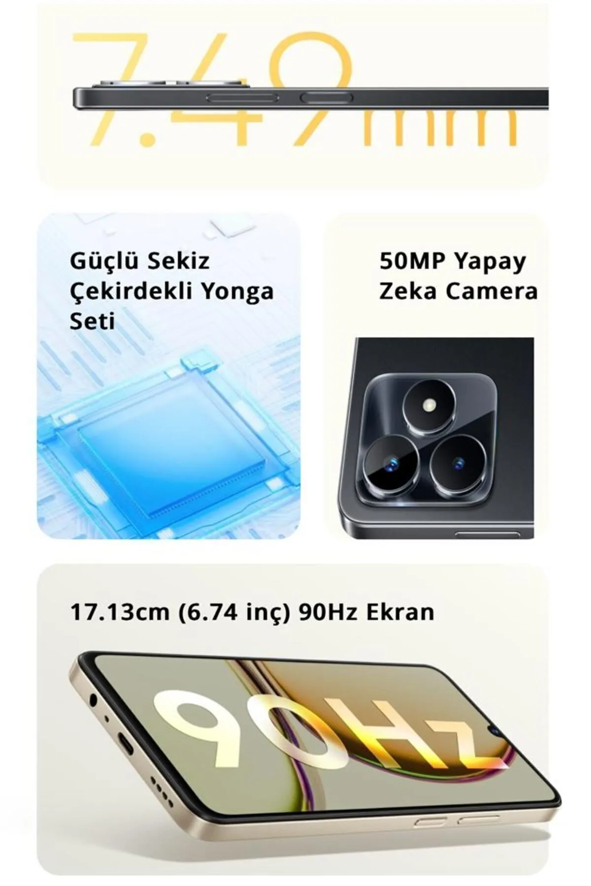 realme C53 16 Gb Ram (8 8 GB ARTIRILABİLİR RAM) 256gb Kablolu Kulaklık