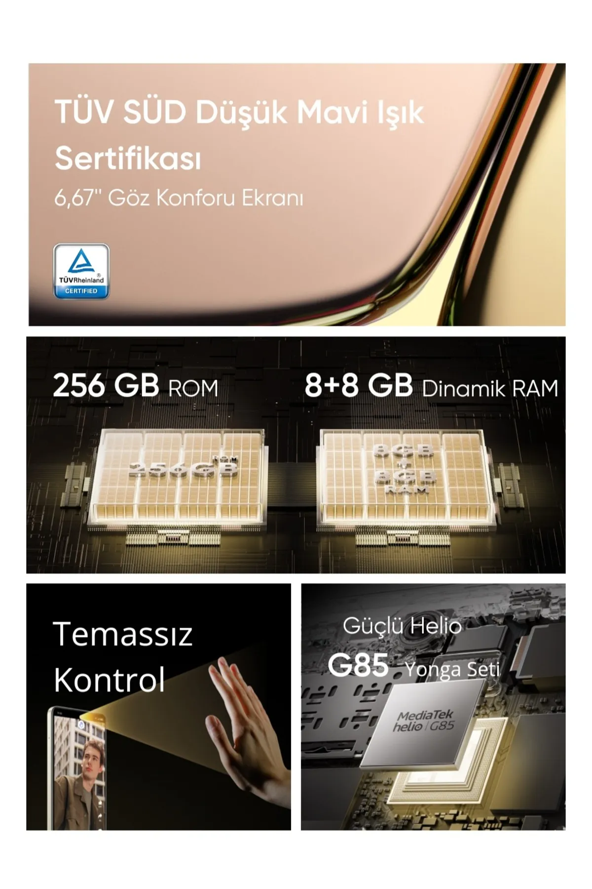 realme C65 Nfc 16 Gb Ram (8+8 Dinamik Ram) 128 Gb (Kablolu Kulaklık Hediyeli ) Realme Türkiye Garantili