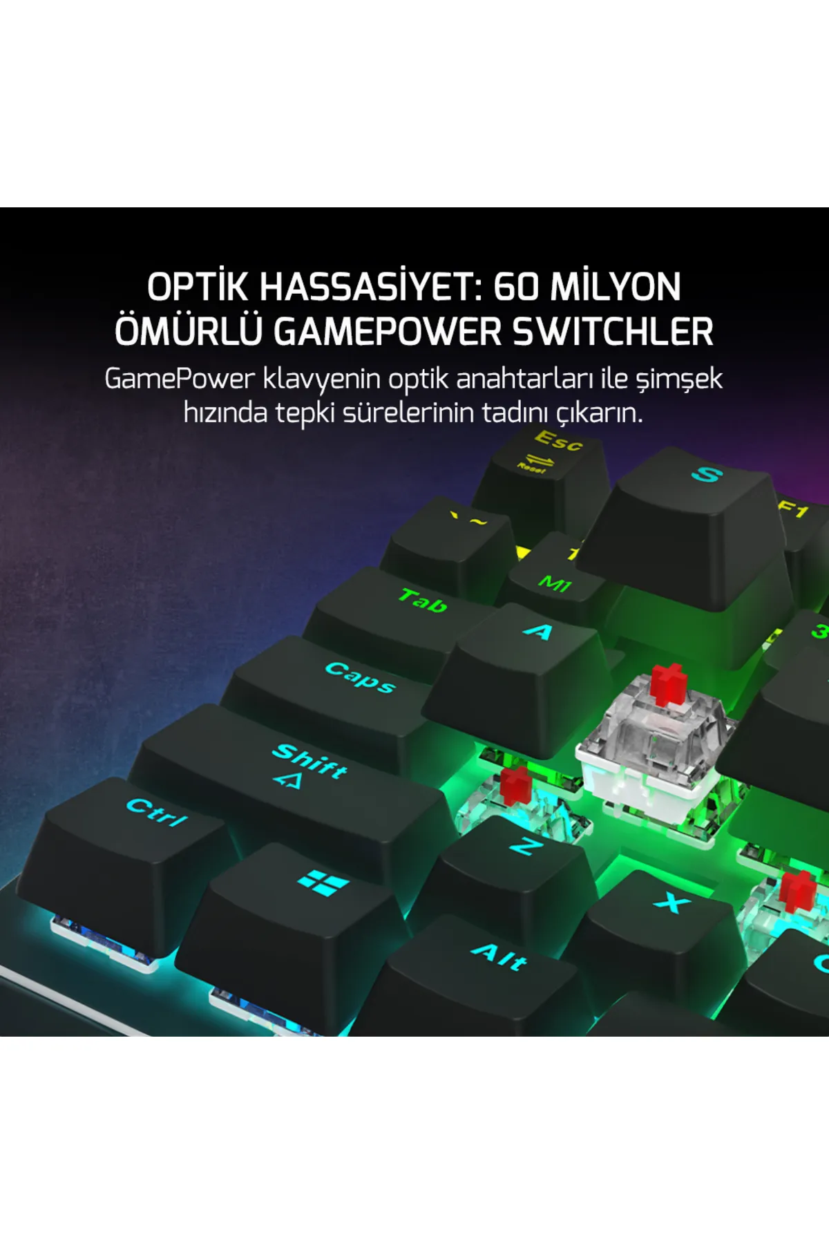 Gamepower Calypso V2 Rgb Optik Su Ve Toza Dayanıklı Mekanik Red Switch Usb Dıy Gaming Klavye