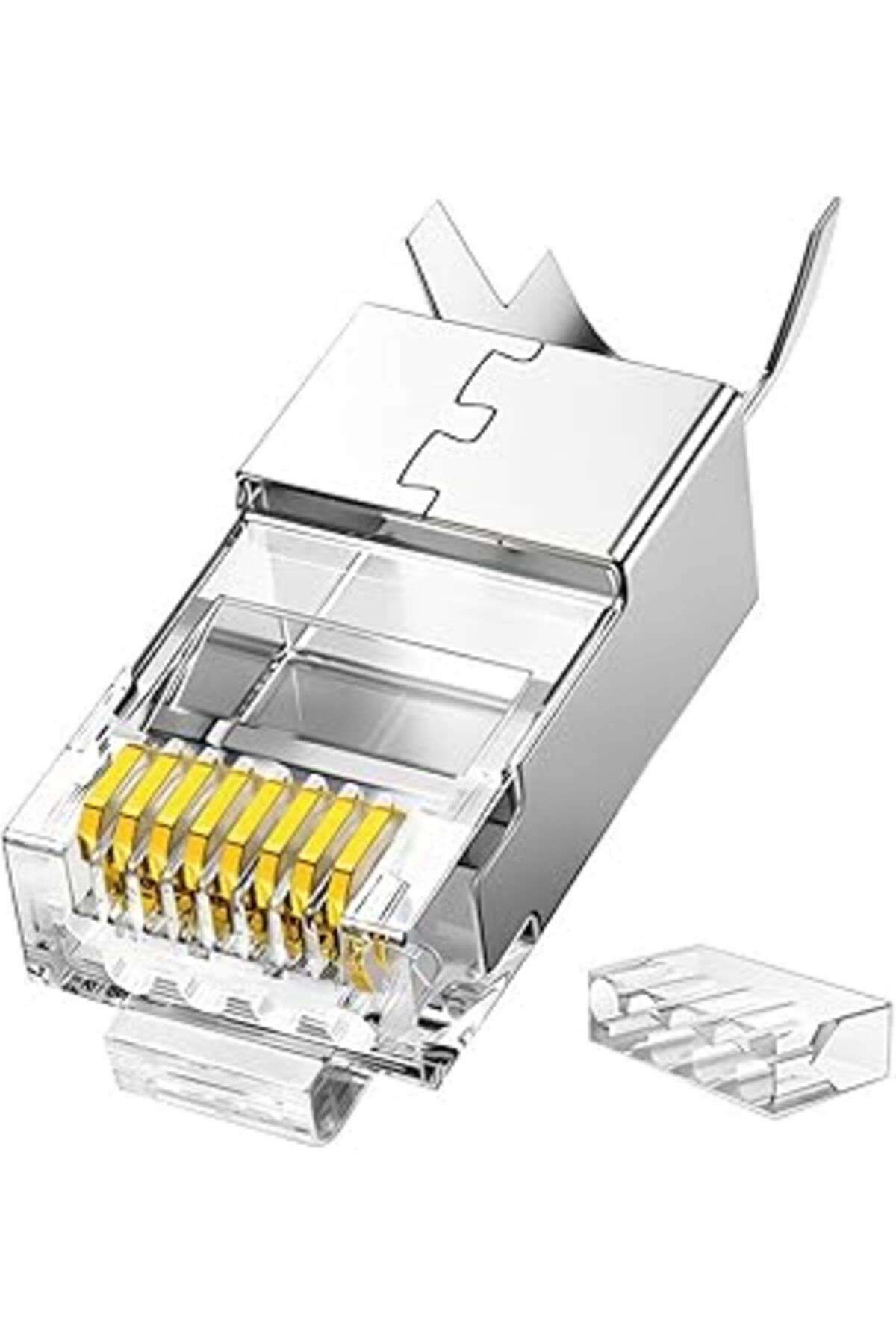 STOREMAX Cat7 10 Gigabit Metal RJ45 Ethernet Konnektörü Altın Kaplama Korumalı 25 Adet TrendBazaar 10575