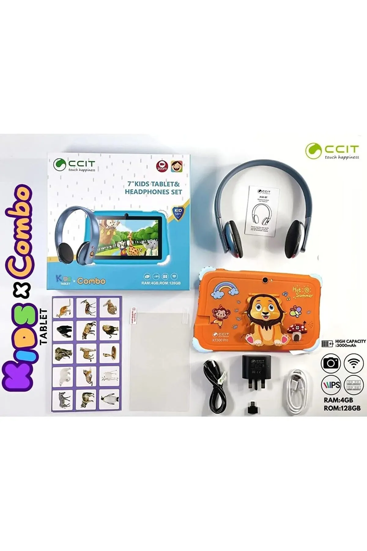 Enshall CCIT Kids Tablet x Combo 7 İnç IPS Ekranlı Android Çocuk Tablet ve Kulaklık Seti 4 GB RAM 128 GB ROM