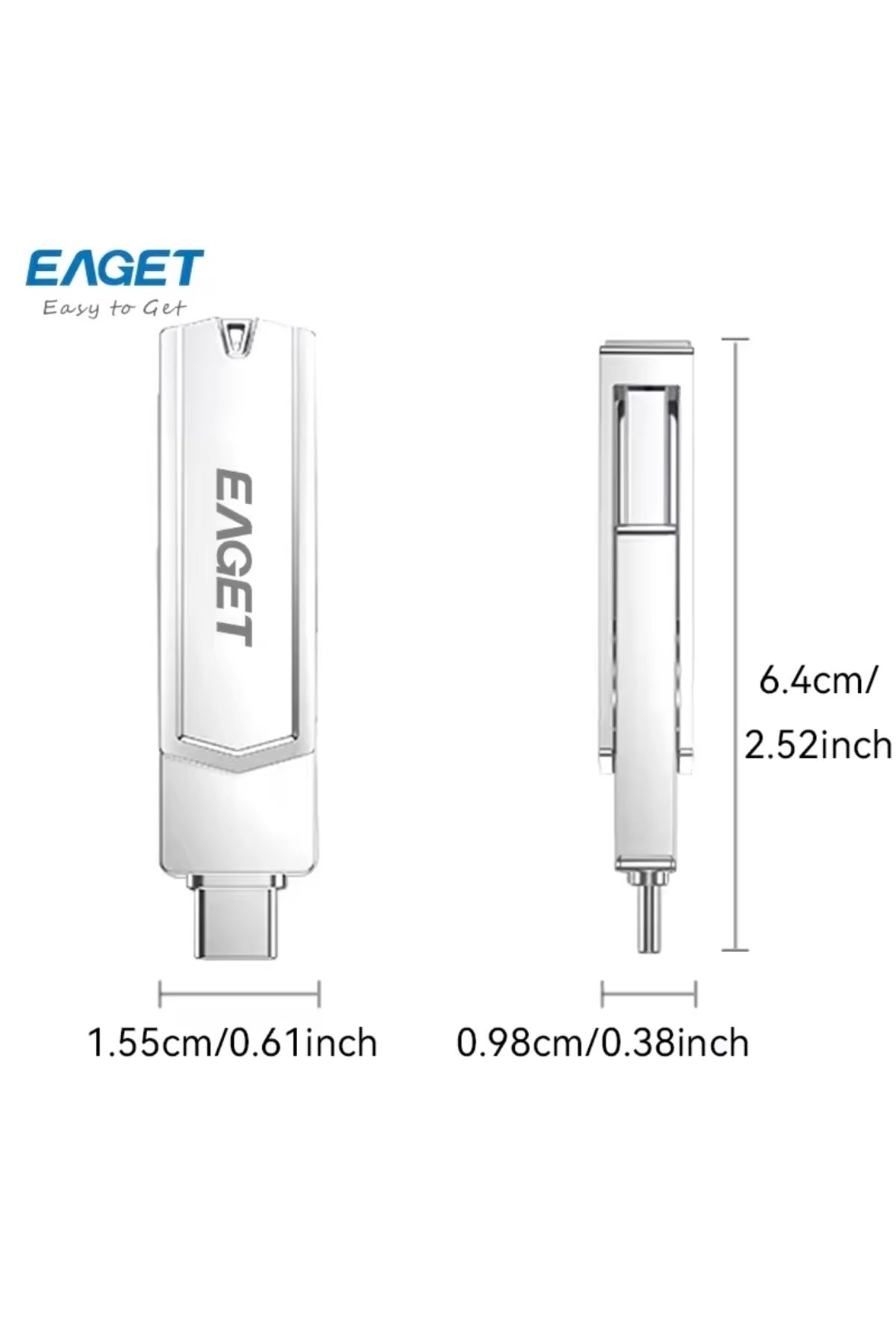 Eaget Cf30 128gb.type-c Ve Usb 3.2 Type-c Girişli Tüm Cihazlara Iphone 15/16 Serisine Uygun Yüksek Hızlı