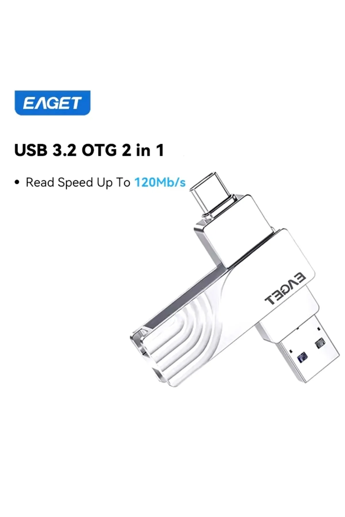 Eaget Cf30 256gb.type-c Ve Usb 3.2 Type-c Girişli Tüm Cihazlara Iphone 15/16 Serisine Uygun Yüksek Hızlı