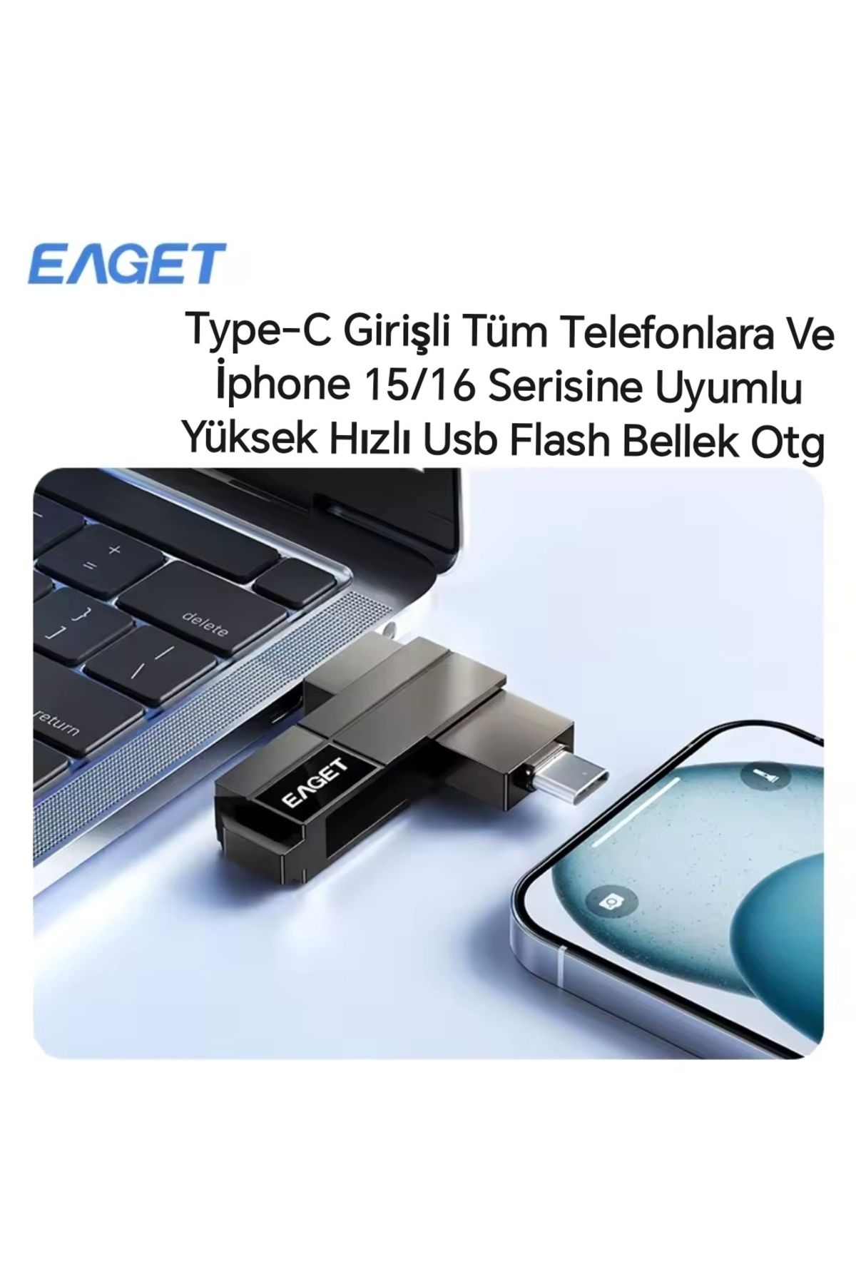 Eaget Cf33  256gb.type-c Ve Usb 3.2 Type-c Girişli Tüm Cihazlara İphone 15/16 Serisine Uygun Yüksek Hızlı