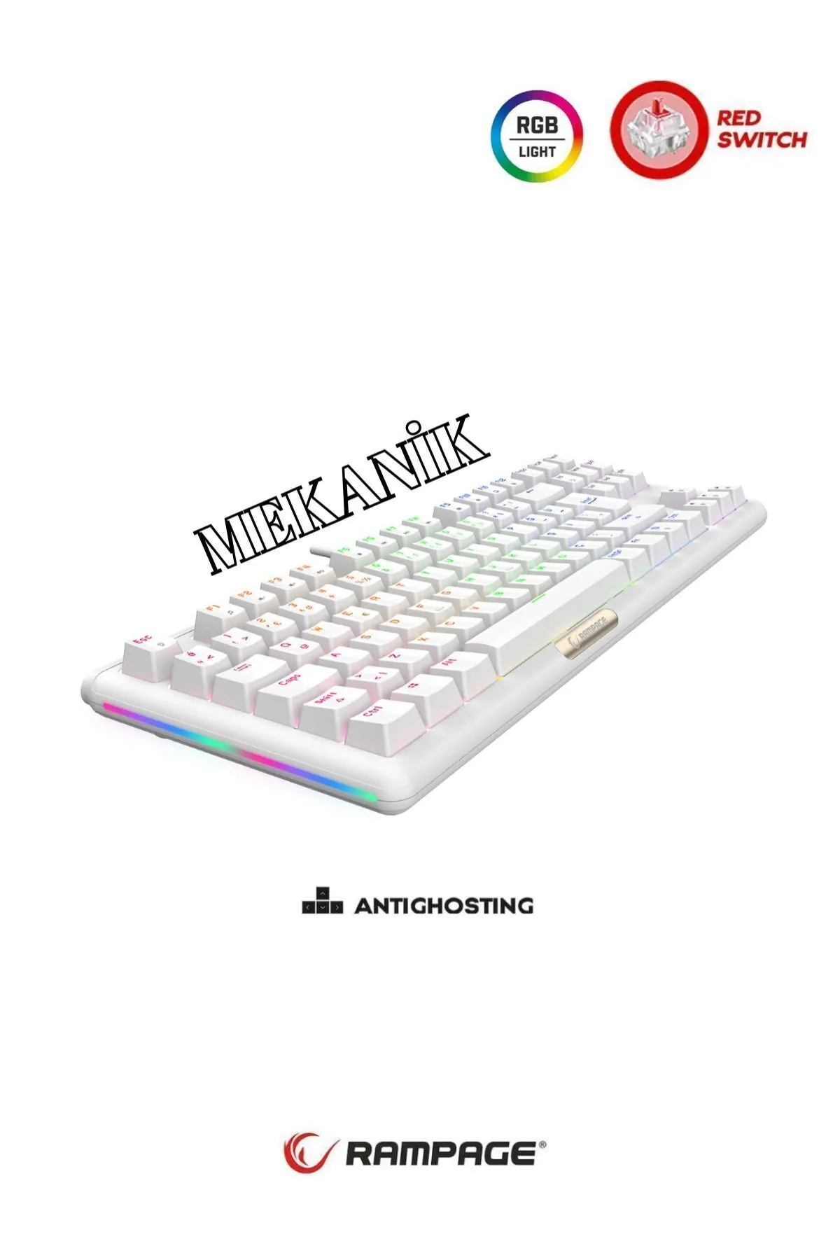 Rampage Claw Red Switch Rainbow TKL Mekanik Gaming Oyuncu Klavye ( Anti Ghosting )