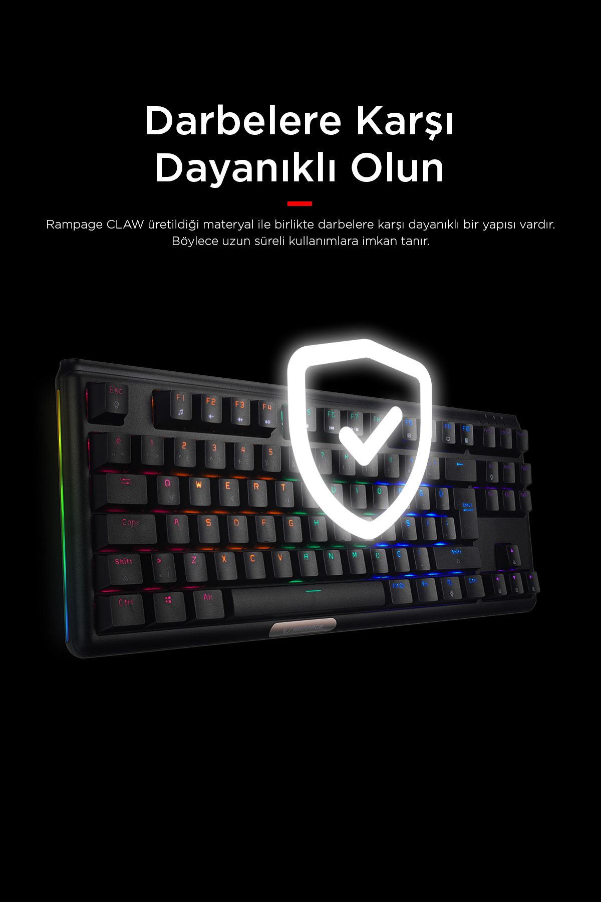 Rampage Claw Red Switch Rgb Q Mekanik Klavye Gaming Klavye Oyuncu Klavyesi TKL Klavye Antighosting Kompakt