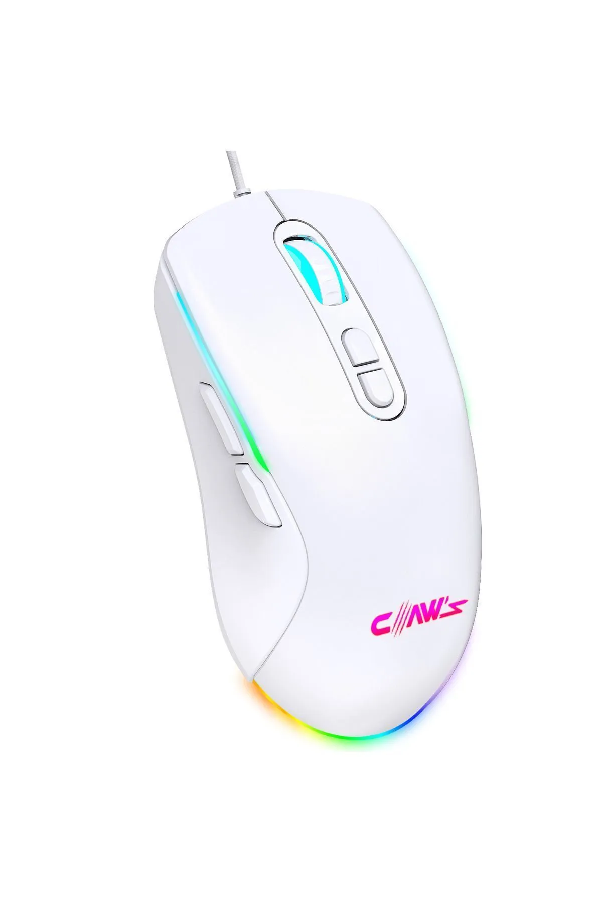 Claws Claw's Titan X1 12800 Dpi Wide RGB Özel ABS Doku & Claw's Reflex Örgü Kablolu Gaming Mouse - Beyaz