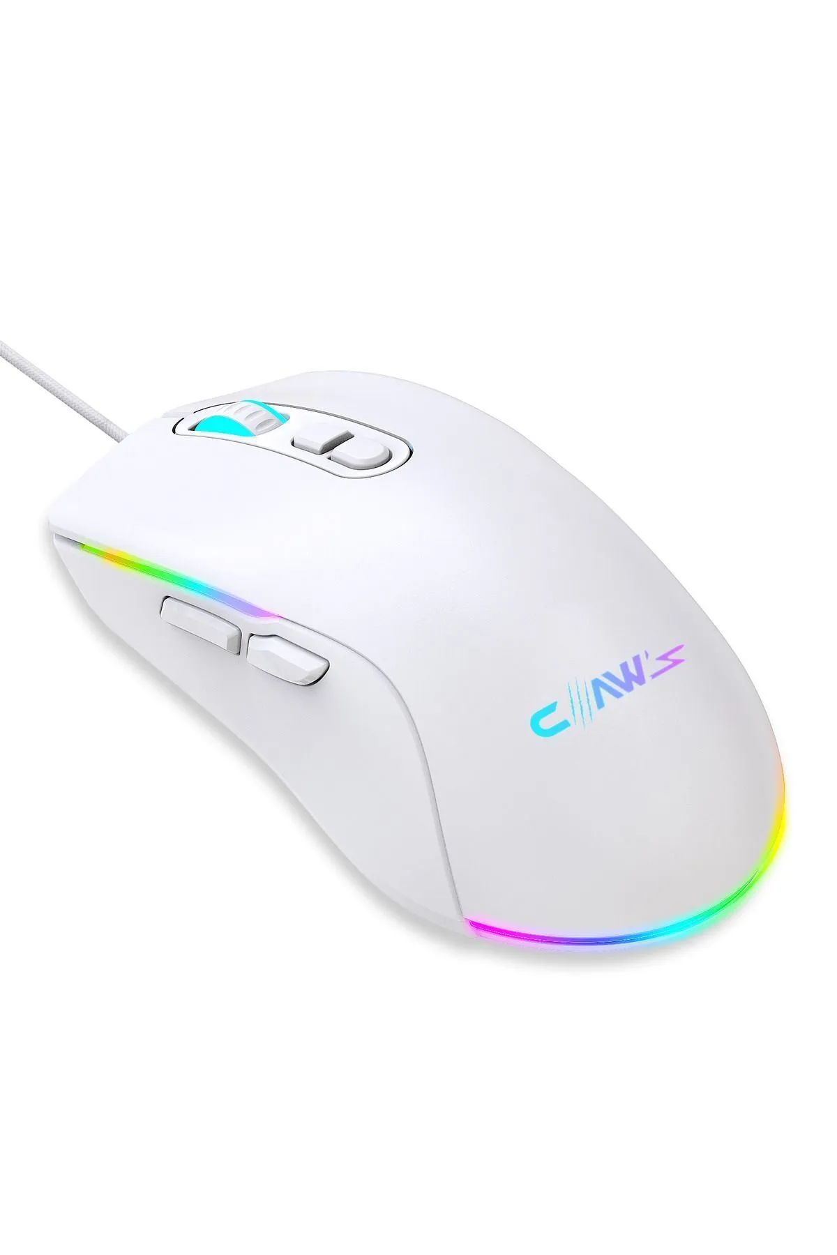 Claws Claw's Titan X1 12800 Dpi Wide RGB Özel ABS Doku & Claw's Reflex Örgü Kablolu Gaming Mouse - Beyaz