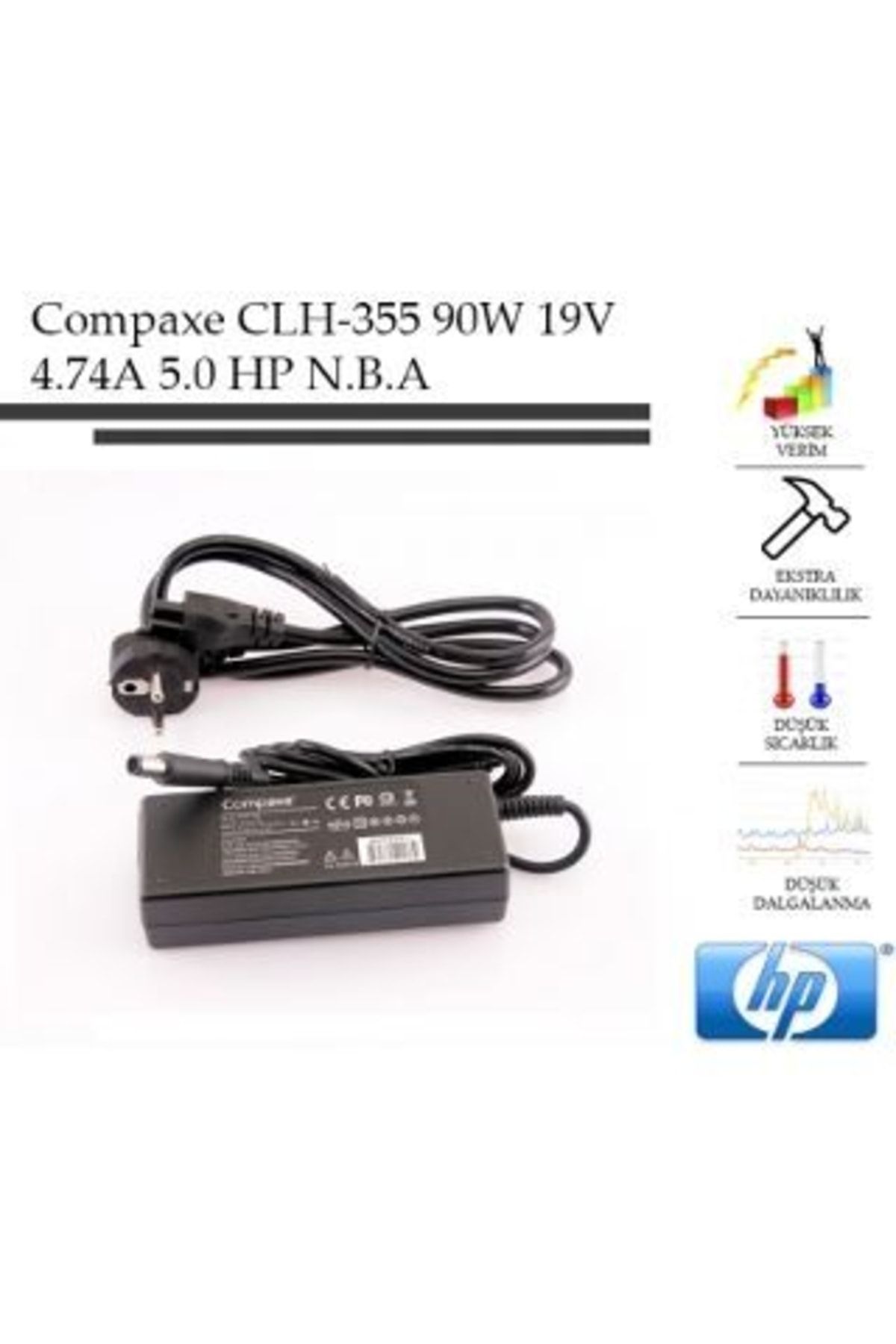 COMPAXE Clh-355 90w 19v 4.74a 7.4-5.0 Uyumlu Hp Compaqe Notebook Adaptörü