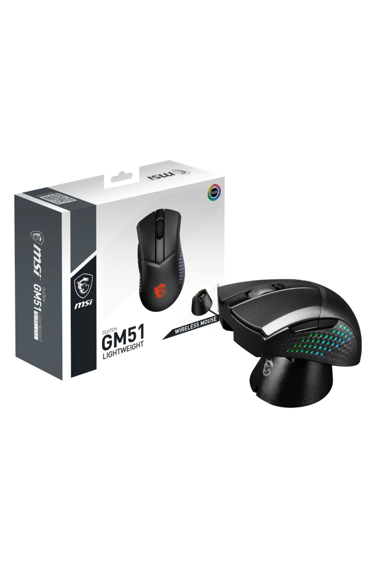 MSI Clutch GM51 hafif oyun faresi - 26.000 DPI optik sensör, 650 IPS, simetrik, 60 milyon + Click OM