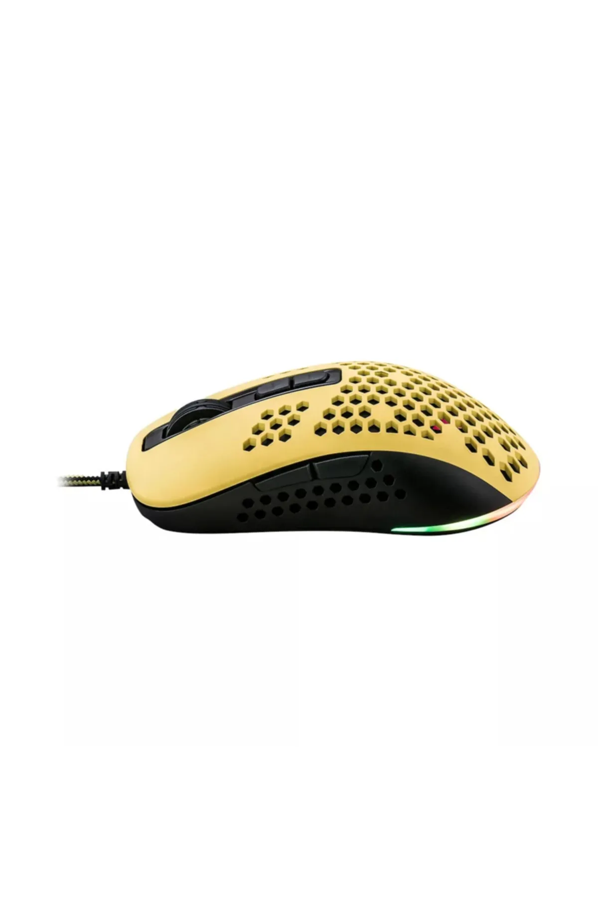 Crown Micro CMGM-11 Hive -SARI-RGB Aydınlatmalı, Hafif, Makrolu 6400 DPI Oyuncu Mouse