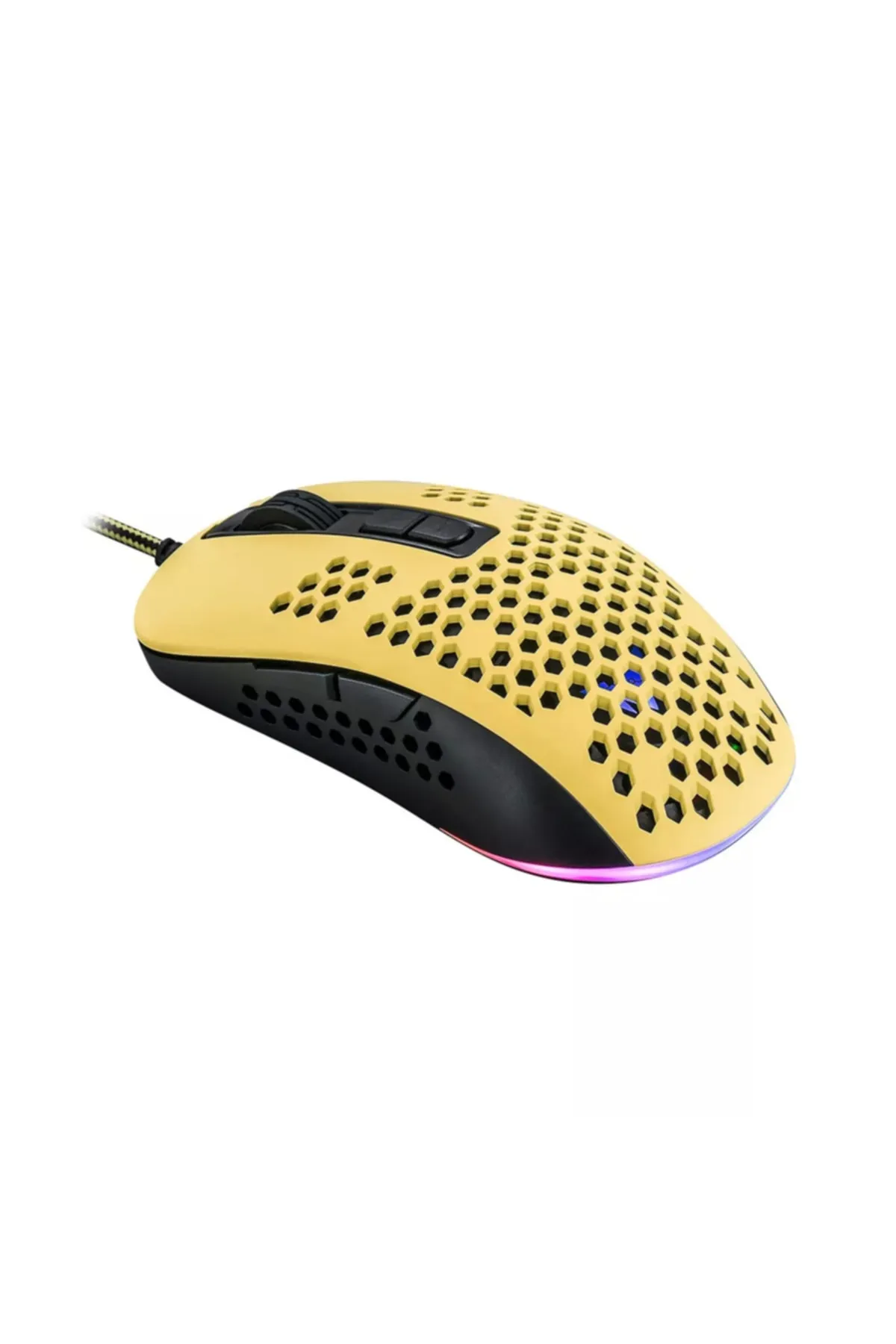 Crown Micro CMGM-11 Hive -SARI-RGB Aydınlatmalı, Hafif, Makrolu 6400 DPI Oyuncu Mouse