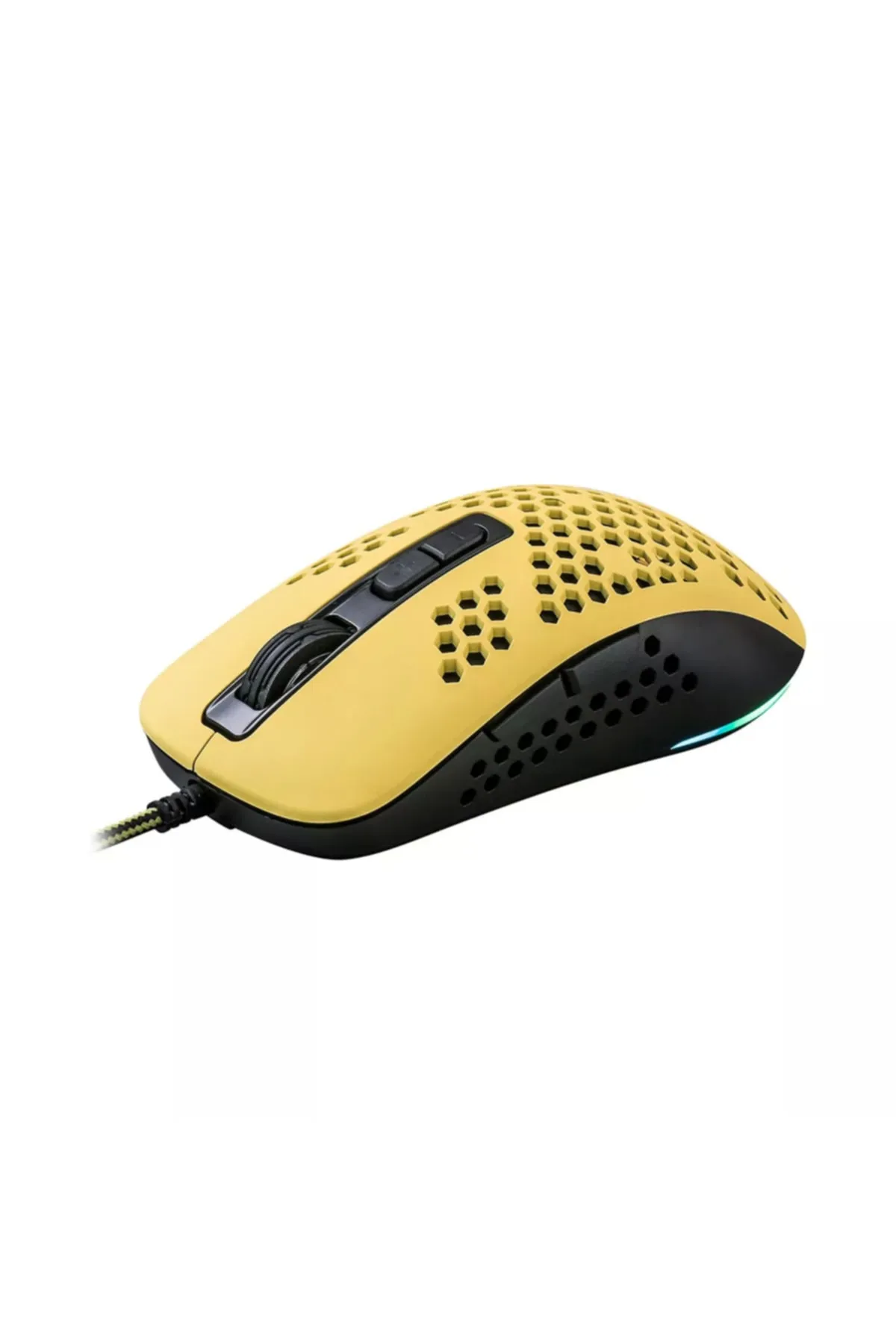 Crown Micro CMGM-11 Hive -SARI-RGB Aydınlatmalı, Hafif, Makrolu 6400 DPI Oyuncu Mouse