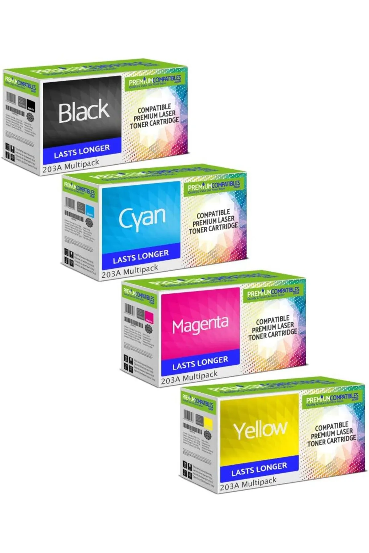 HP Compatible 203A CMYK Multipack Toner Cartridges (CF540A /CF541A /CF543A /CF542A)