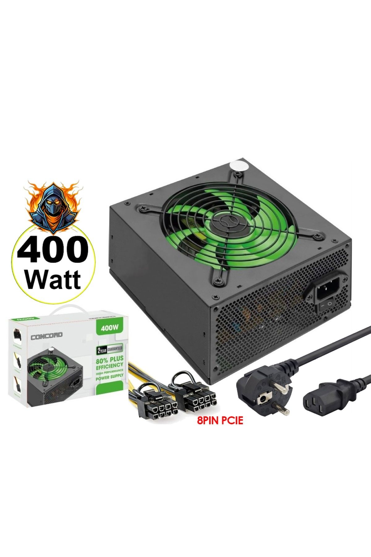 jetucuzal Concord C-880 400W Oyuncu Gaming PC Power Supply 12CM Geniş Fan Güç Kaynağı Lisanslı Ürün