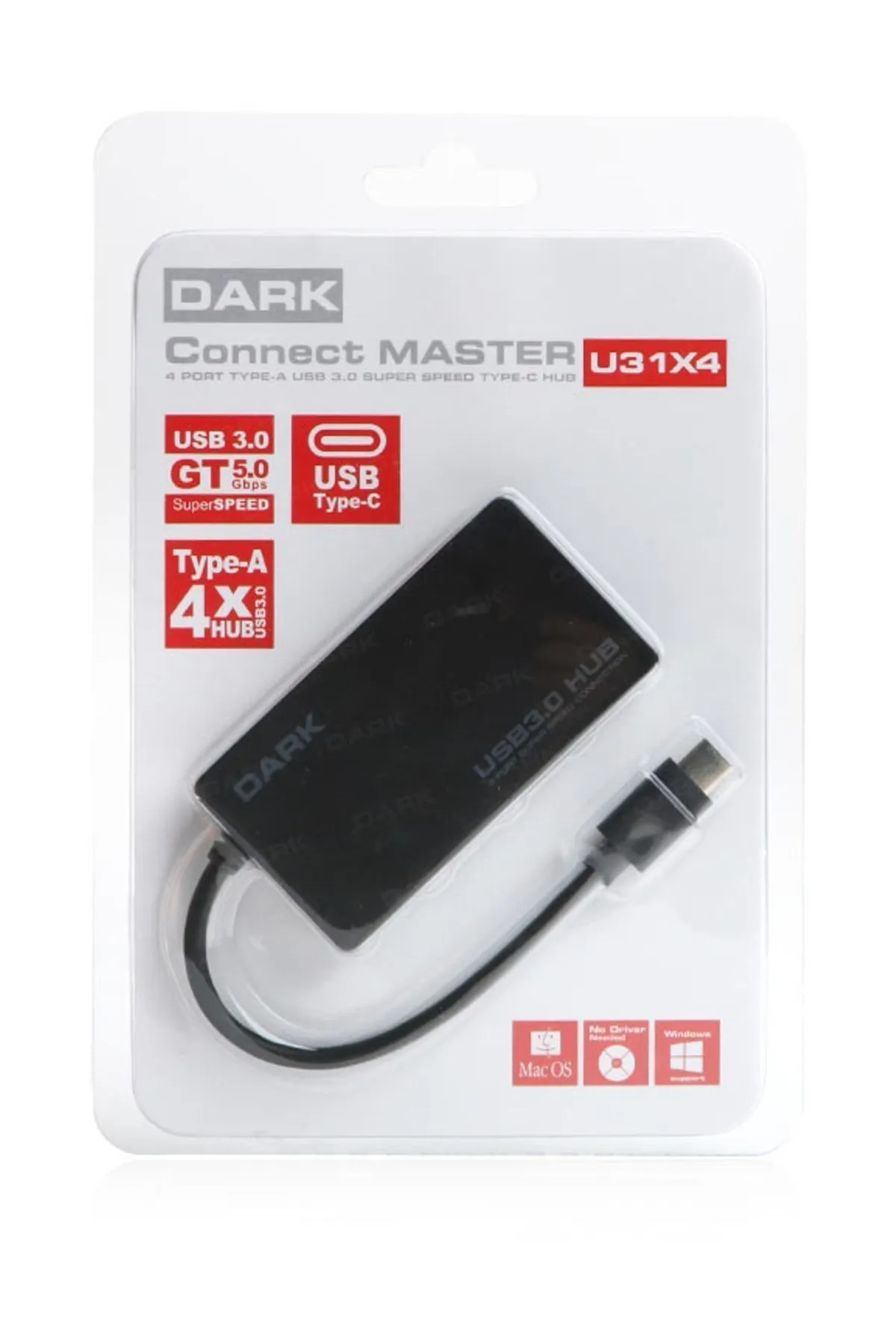 Dark Connect Master 4 Adet USB 3.1 Port USB Type-C HUB (DK-AC-USB31X4)