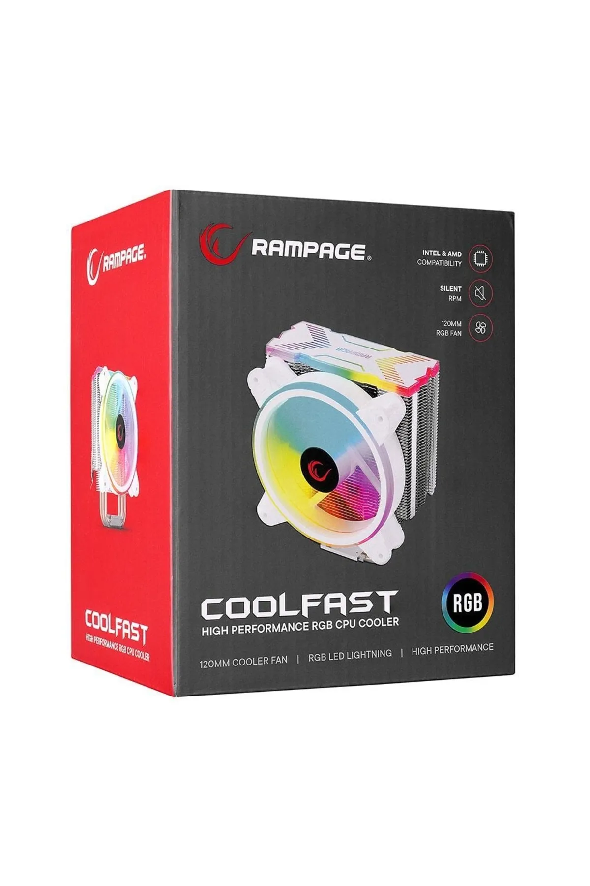 Rampage Coolfast White 76.2cfm 1600rpm 12cm Amd/ıntel Lga1200 Uyumlu Argb Hava Soğutmalı Cpu Fan