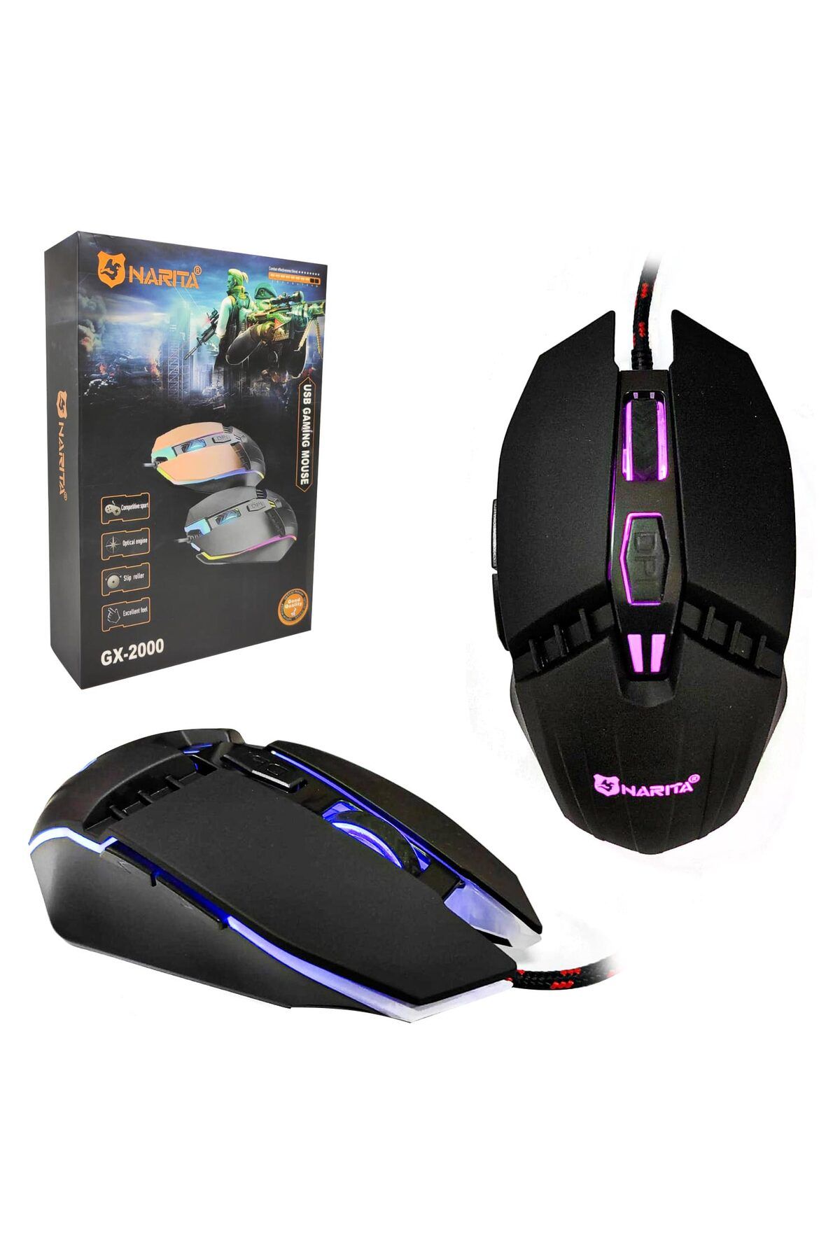 Genel Markalar Cpu Kablolu Oyuncu Mouse 1600dpı Ledli Gx-2000