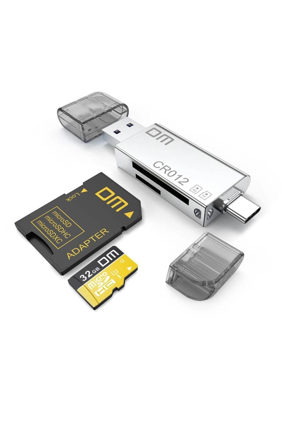 Genel Markalar CR012 Type-C USB3.0 SD TF Micro SD OTG Kart Okuyucu Adaptör