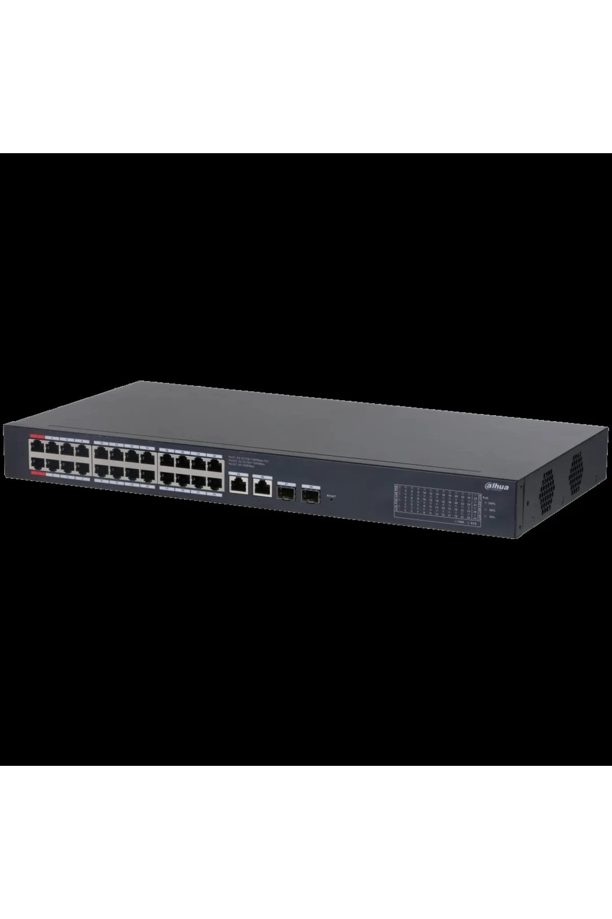 Dahua Cs4228-24gt-375 28port, Gigabit, 24 Port Poe, 375w, 2 Port Uplink, 2 Port Sfp Gigabit Combo,