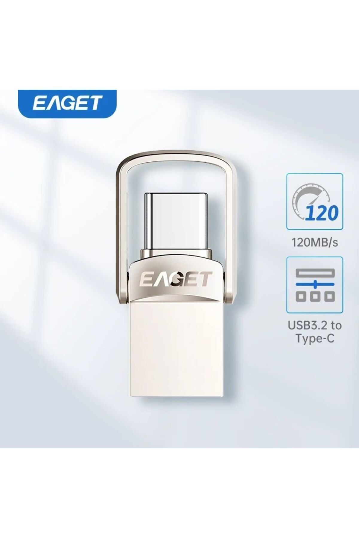 Eaget Cu20 64gb.usb 3.2 Ve Type-c Girişli Tüm Telefonlara Iphone 15/16 Serisine Uygun Süper Hızlı