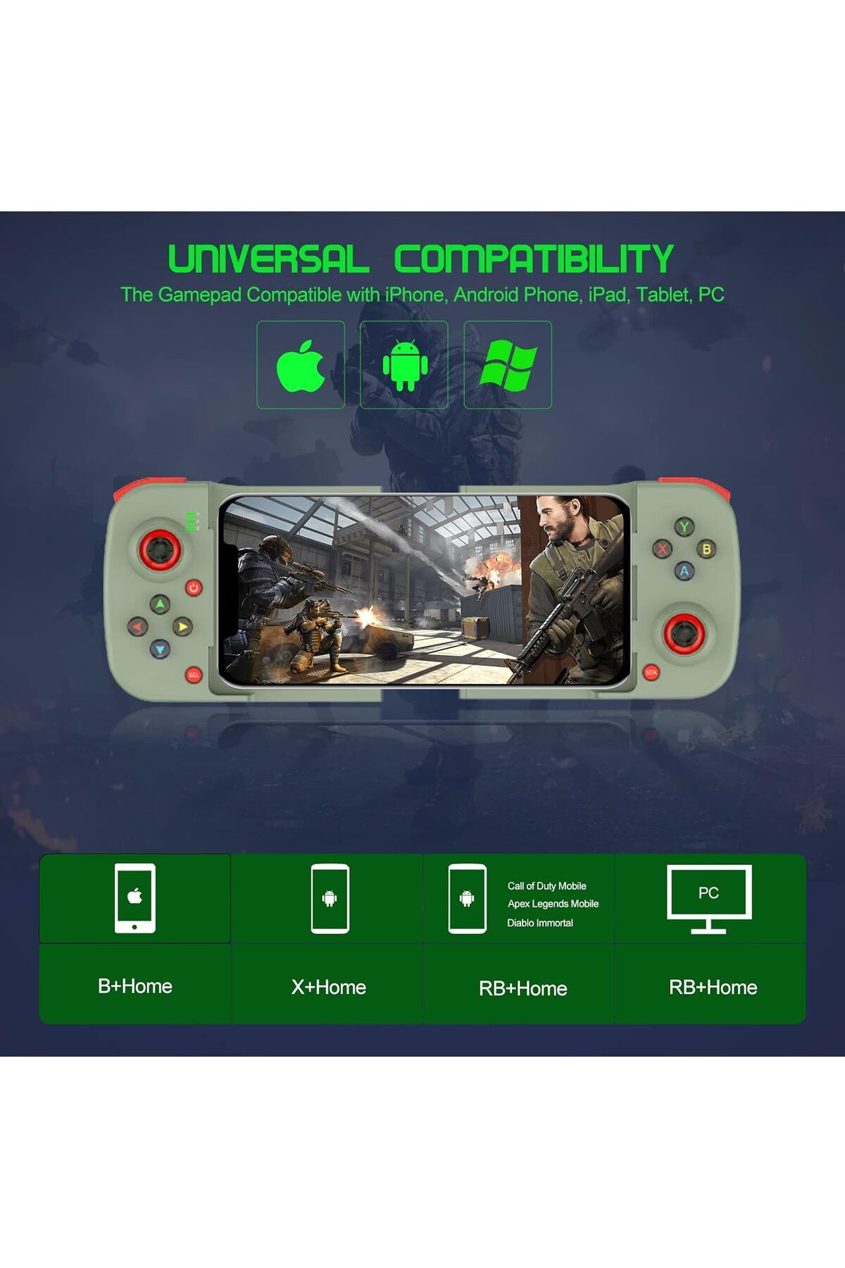 SONREİR D3 Mobil Oyun Kontrol Cihazı Gamepad iPhone iOS Android Tablet iPad PC için Oyun Kolu Konsolu Uyumlu