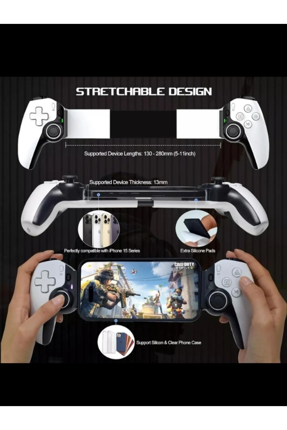 SONREİR D9 iPhone/iPad/Android/Tablet/Switch/PS4/PC için Kablosuz Bluetooth Oyun Kontrol Cihazı GamePad