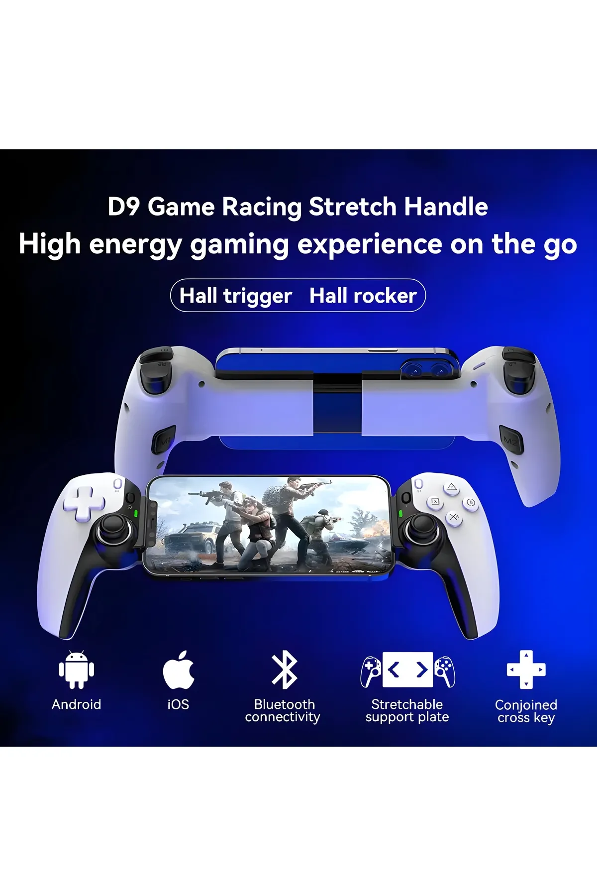 MEGAMUS D9 RGB ışıklı oyun cep telefonu Gamepad ile Turbo/6-axis Gyro/Android IOS PS3 PS4 PC