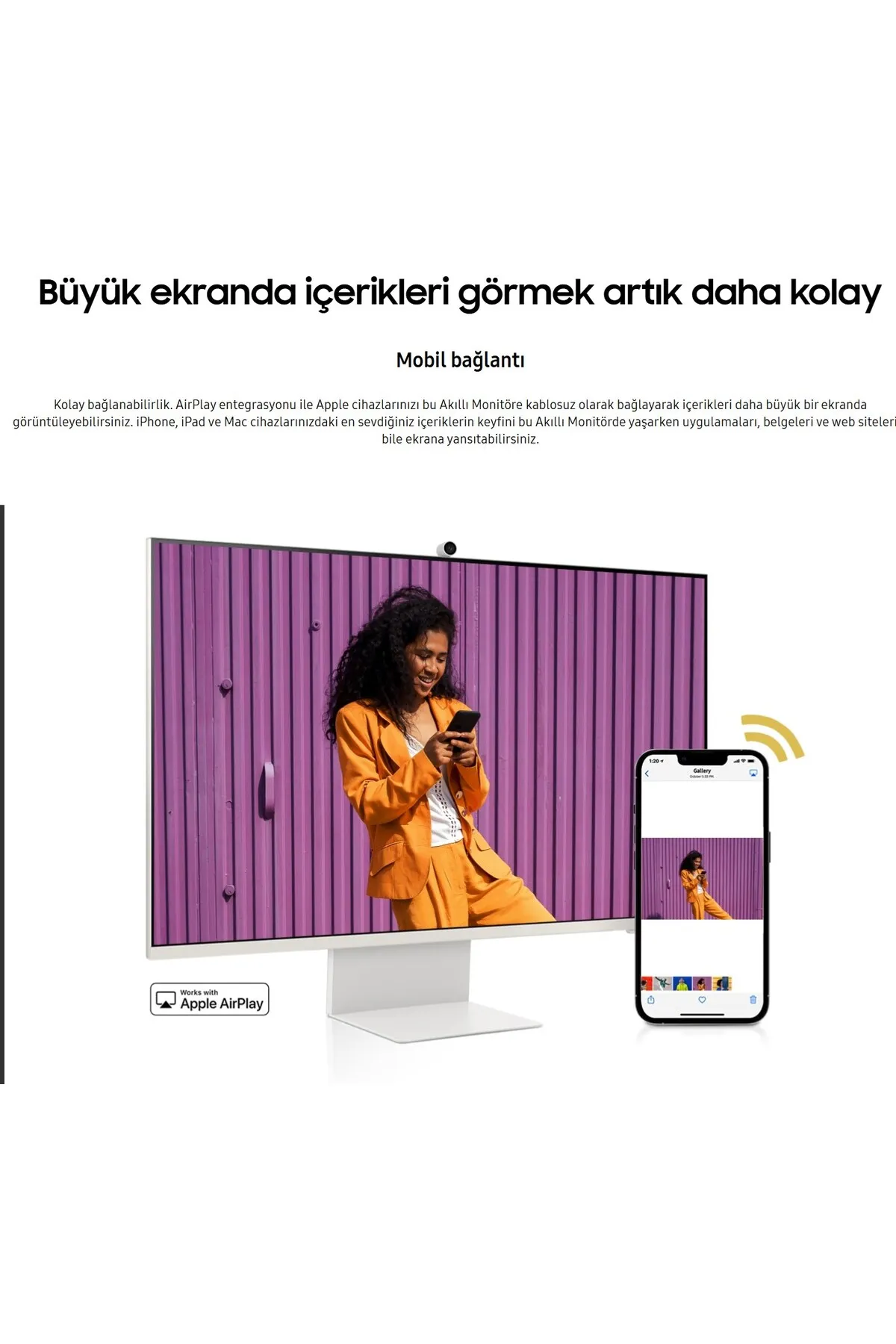 Samsung Dahili Kameralı 32 Inç 4k Akıllı-smart Monitör Tv Hdr10+ M8 İnce Tasarım Ve Ergonomik Stant