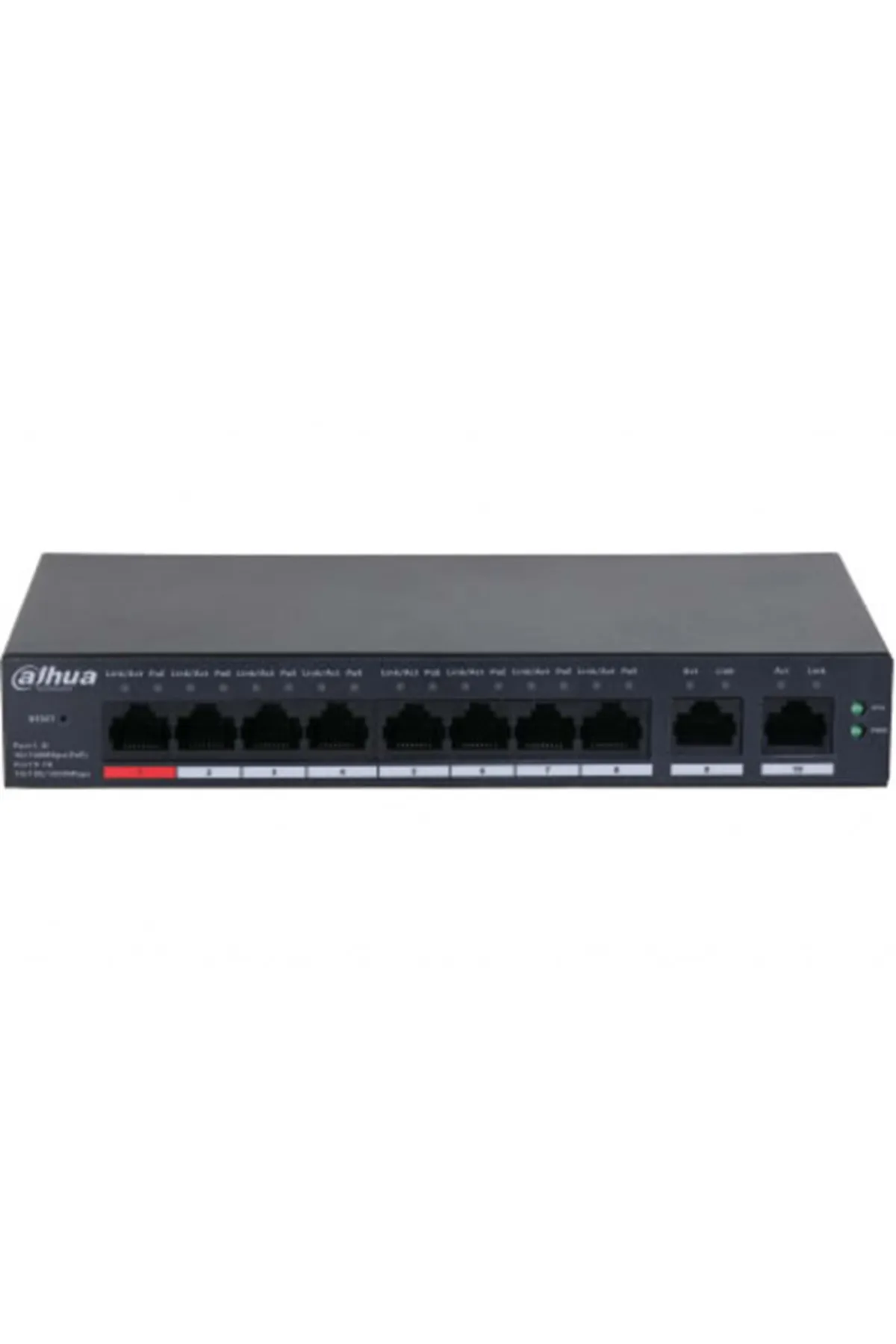 Genel Markalar DAHUA CS4010-8GT-110, 8 Port, Gigabit, 8 Port PoE, 110W, +2 Port Uplink, Yönetilebilir, Switch