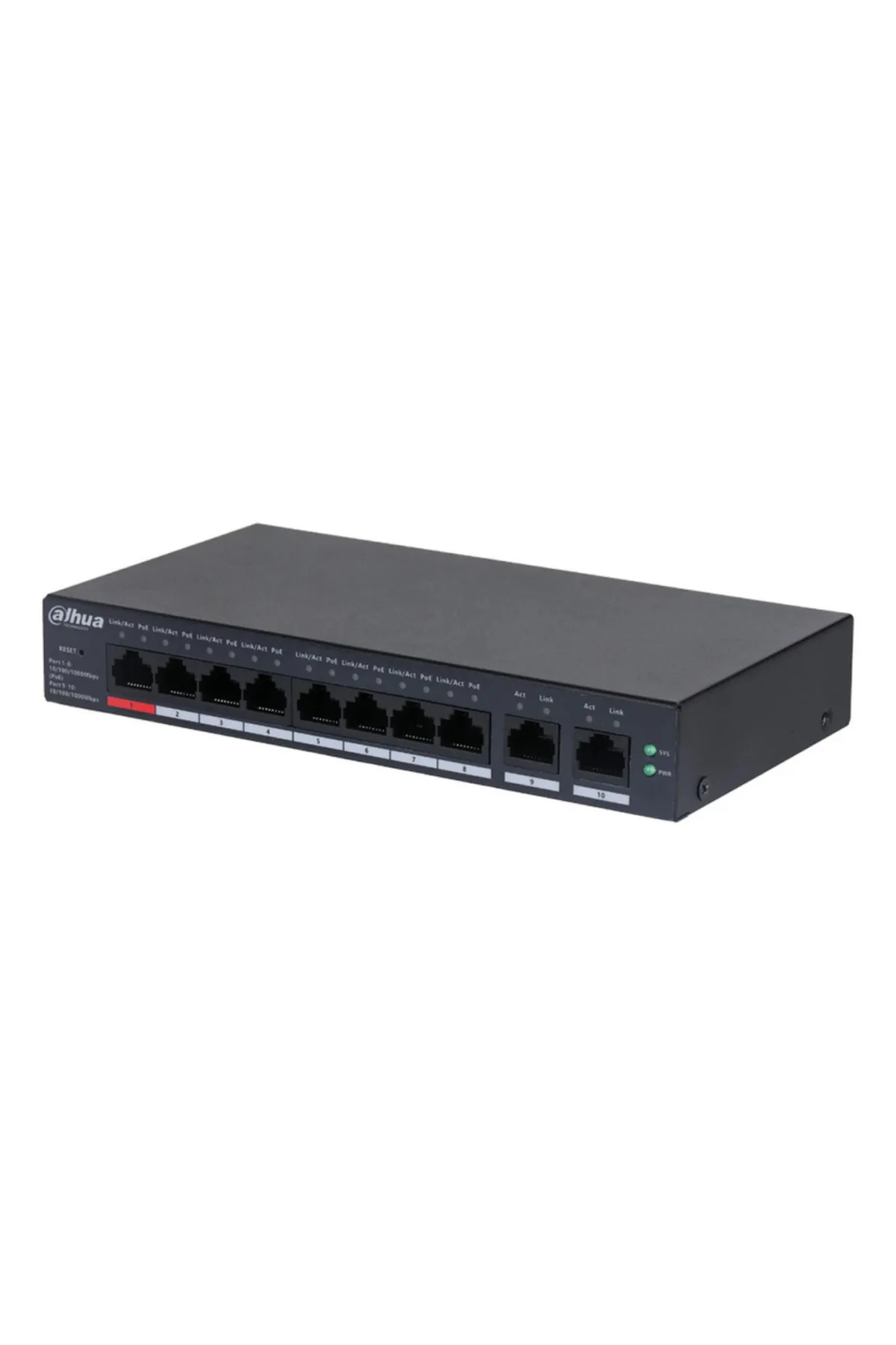 Genel Markalar DAHUA CS4010-8GT-110, 8 Port, Gigabit, 8 Port PoE, 110W, +2 Port Uplink, Yönetilebilir, Switch