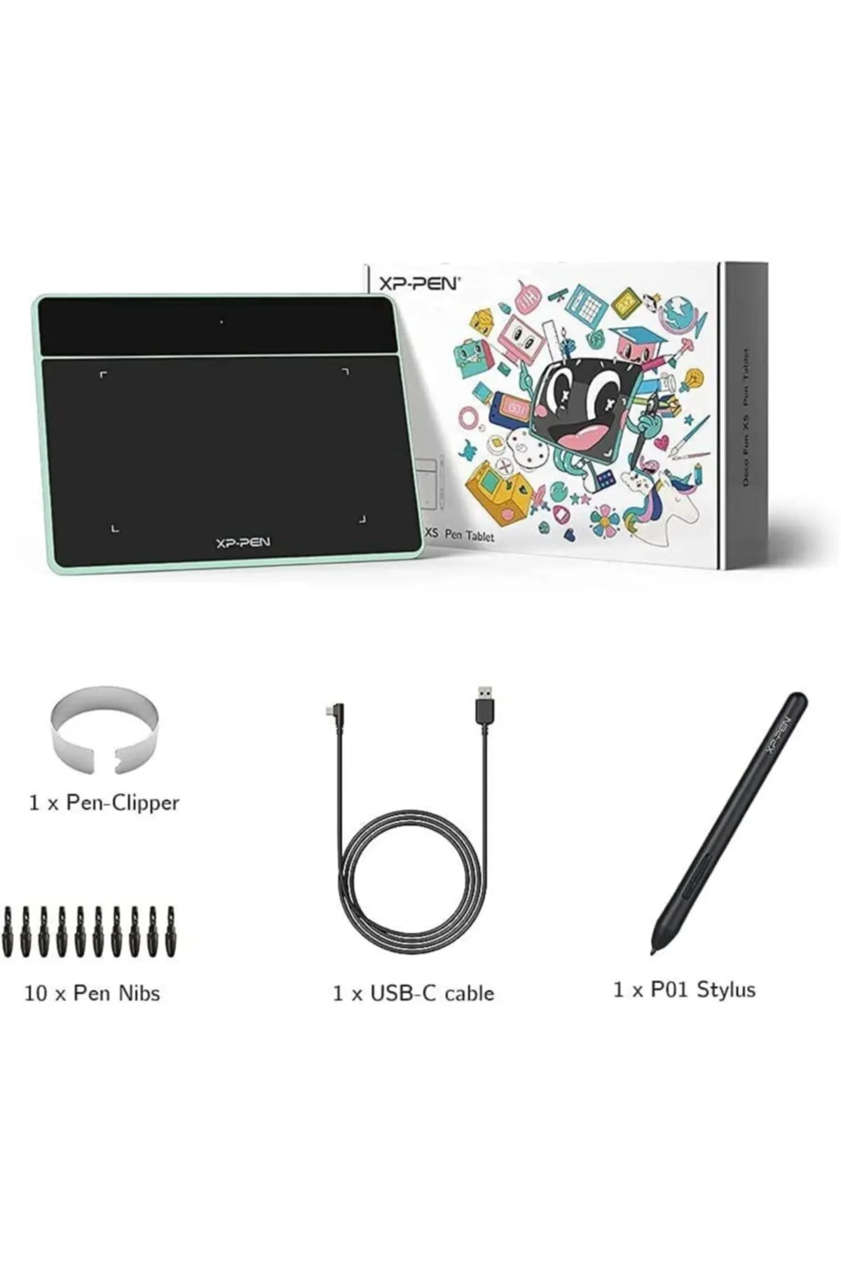 XP-Pen Deco Fun Xs Yeşil Grafik Tablet Android Mac Linux Windows Chrome Os