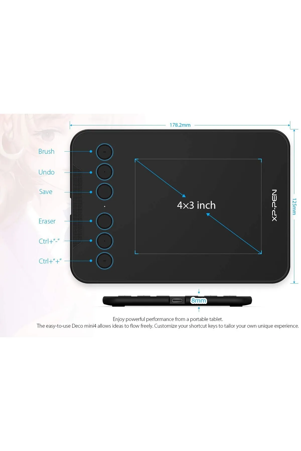 XP-Pen Deco Mini 4 Android, Windows Uyumlu Grafik tablet