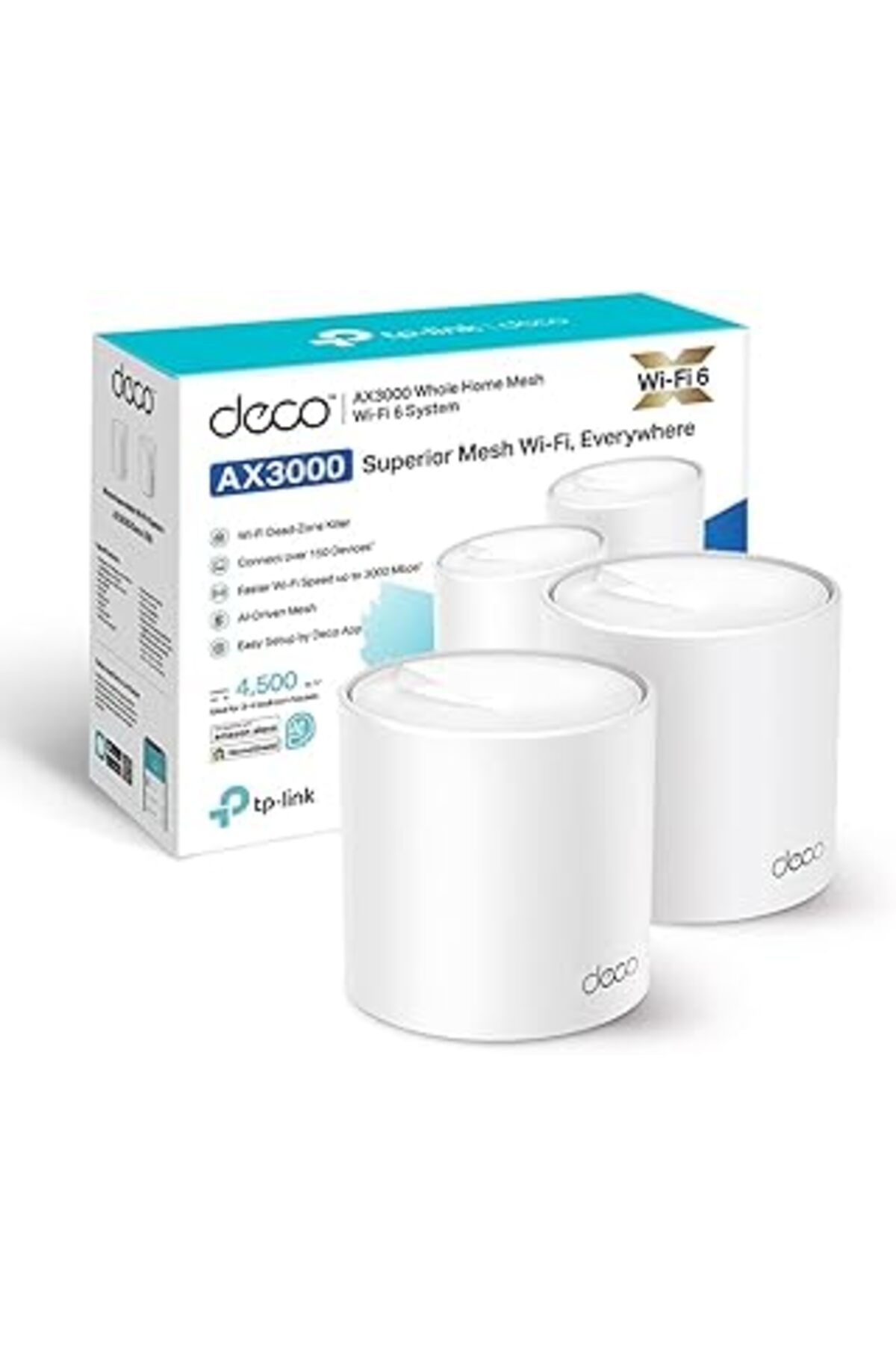 Cepahir Deco X50(2-Pack), Ax3000 Mbps, Yapay Zeka Desteği, Gigabit Portları, 150 Cihaza Kadar Bağlanılabili