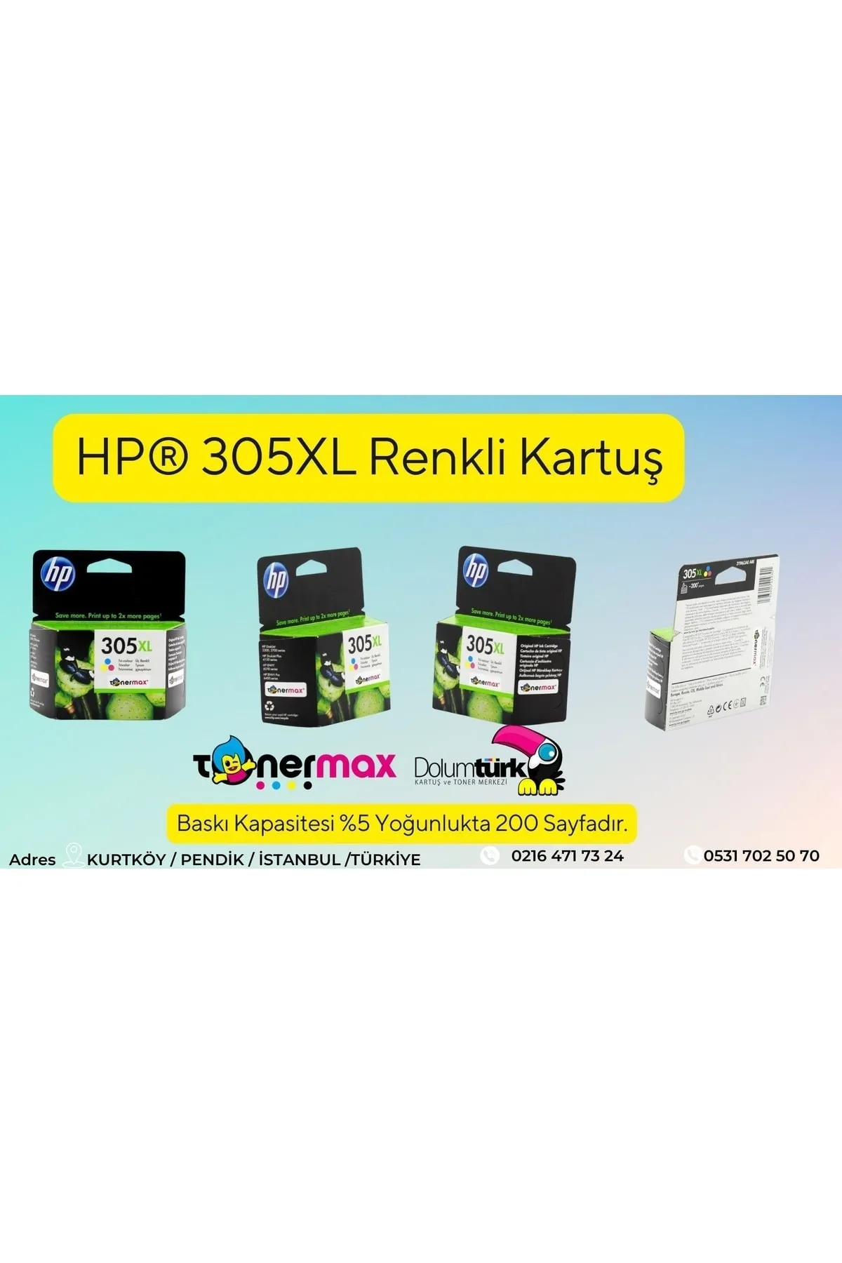 HP Deskjet 2720 Orjinal Kartuş / 305xl Avantaj Paket Siyah Ve Renkli Kartuş