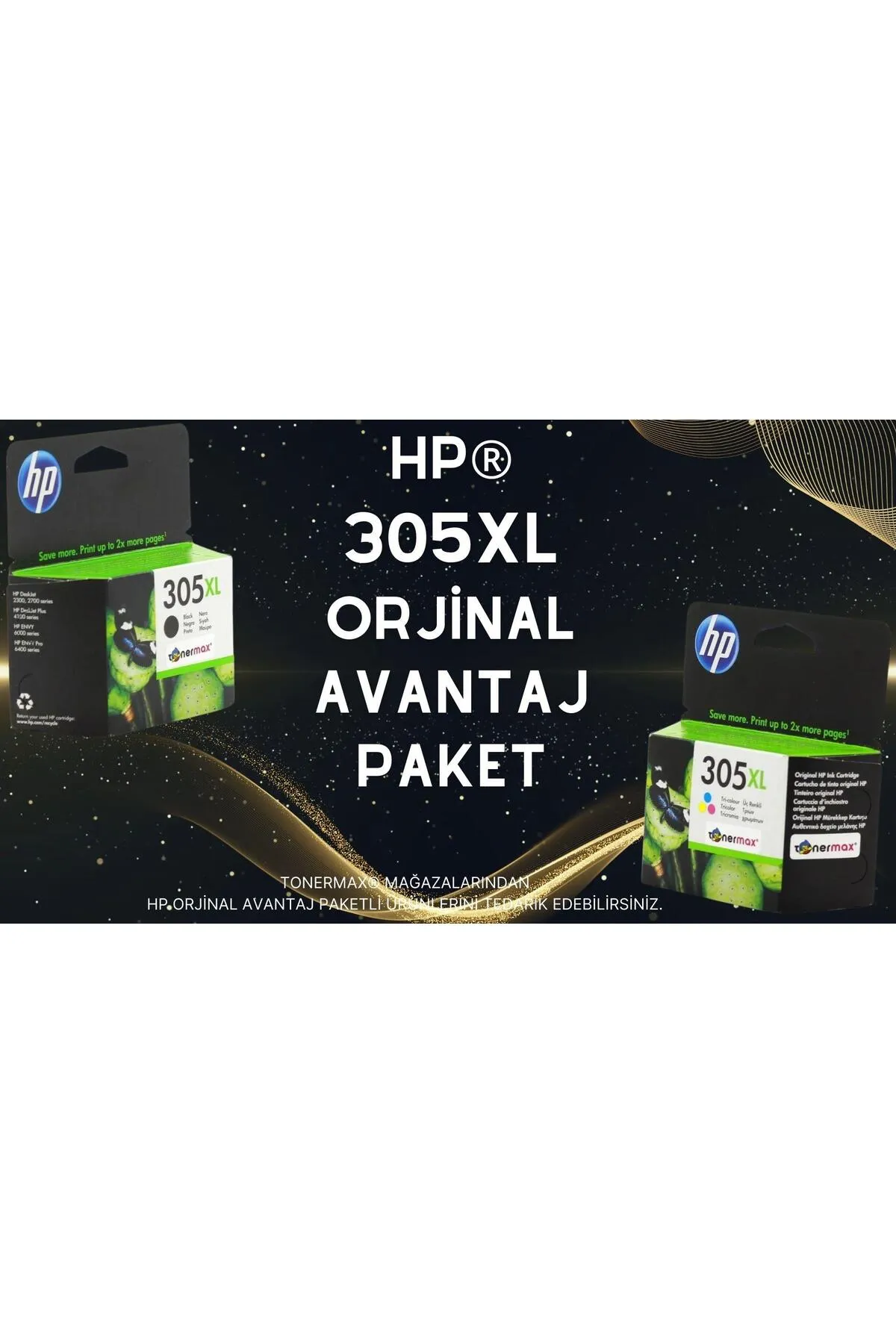 HP Deskjet 2721 Kartuş / Hp 305xl Avantaj Paket Siyah Ve Renkli Kartuş